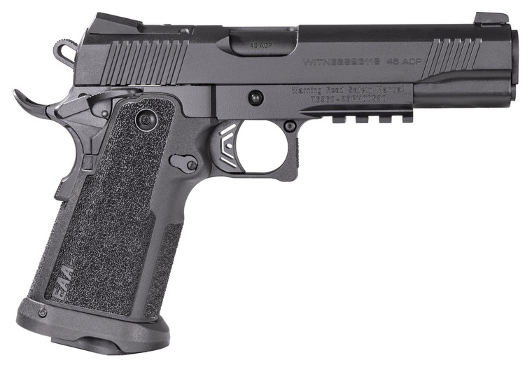 EAA 395040 Witness2311  45 ACP 11+1 5" Black Barrel, Black Serrated Slide & Polymer Frame w/Picatinny Rail & Beavertail Black Checkered Polymer Grips