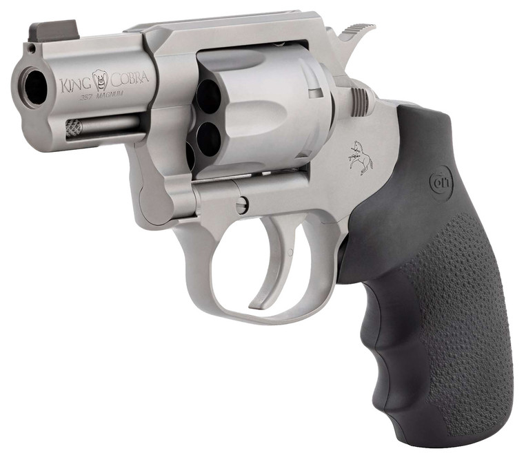 Colt Mfg KCOBRASM2BBS King Cobra  Small 357 Mag 6 Shot 2" Matte Stainless Steel Barrel, Cylinder Frame, Black Hogue Overmolded Grips, Exposed Hammer