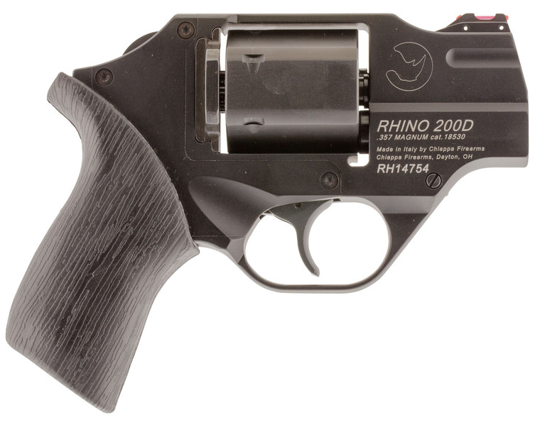 Chiappa Firearms CF340217 Rhino 200D Small Frame 357 Mag, 6 Shot 2" Black Anodized Steel Barrel, Blued Cylinder Black Anodized Aluminum Frame, Black Rubber Grip, Concealed Hammer