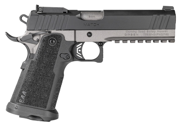 Girsan 395029 Witness2311  9mm Luger 20+1 5" Black Steel Barrel, Black Serrated Steel Slide, Black Polymer Frame w/Beavertail & Picatinny Rail, Black Checkered Polymer Grip, Ambidextrous