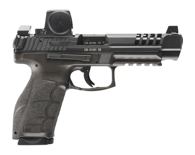 HK 81001374 VP9 A1 L w/Optic Full Size 9mm Luger 10+1 5" Black Steel Barrel & Long/Lightening Cut w/Vortex Defender ST Slide, Black Polymer Frame w/Picatinny Rail, Interchangeable Backstrap Grip, Ambi