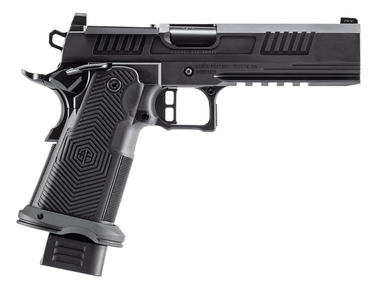 Alpha Foxtrot AA47X1EID-XDBK19 AF1911 Romulus 9mm Luger 20+1 17+1 5" Black DLC Stainless Steel Bull Barrel, Optic Ready/Serrated Slide & Frame w/Beavertail & Picatinny Rail, Aluminum Grip, RMSc/RMR Fo