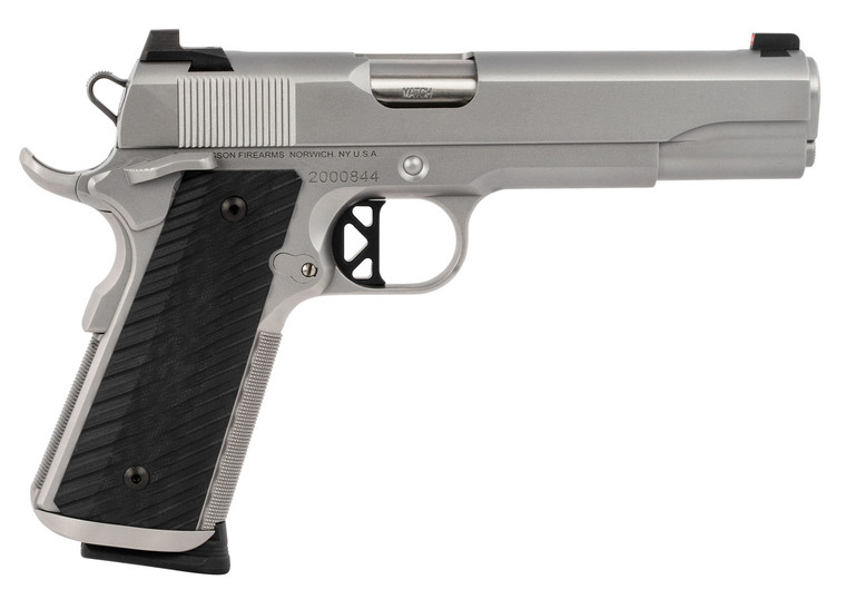 Dan Wesson 01824 Valor  45 ACP 8+1 5" Stainless Steel Barrel, Bead Blasted Serrated Stainless Steel Slide & Frame w/Beavertail & Picatinny Rail, Black G10 Grip, Ambidextrous