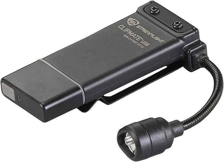 Streamlight 61126 ClipMate USB Clip-On Light  Black 0.2/0.5/10/70 Lumens White/Red LED