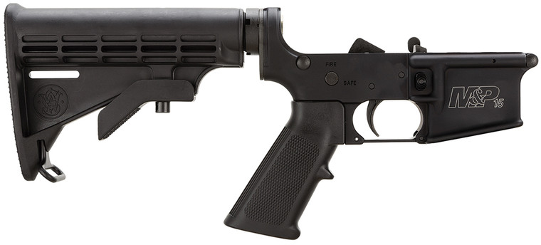 Smith & Wesson 812002 Assembled Lower Receiver  5.56x45mm NATO 7075-T6 Aluminum Black Receiver, Black Synthetic Collapsible Stock Pistol Grip for S&W M&P15