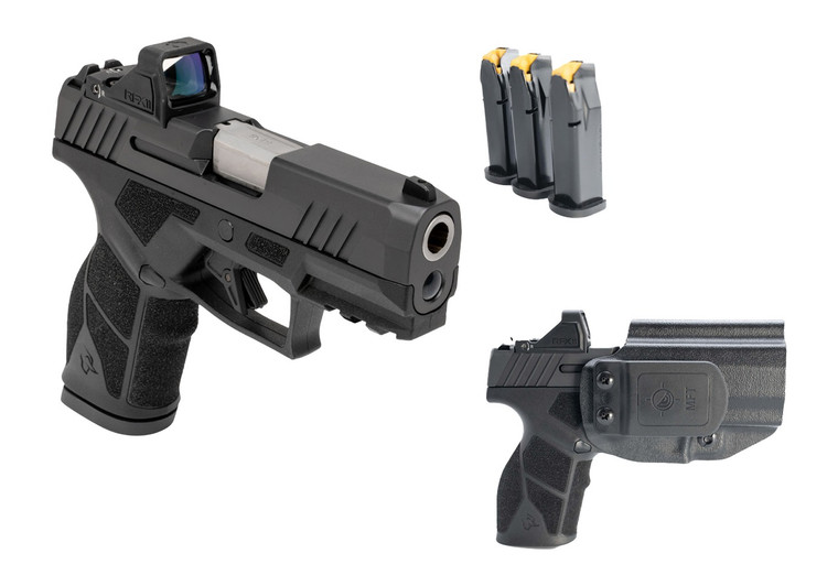 Taurus 1-GX2P931-CK8 GX2 T.O.R.O Carry Kit Compact 9mm Luger 13+1 3.38" Stainless Barrel, Matte Black Alloy Steel Serrated w/Optic Slide, Black Polymer Frame w/Picatinny Rail, Black Textured Grip, Vir