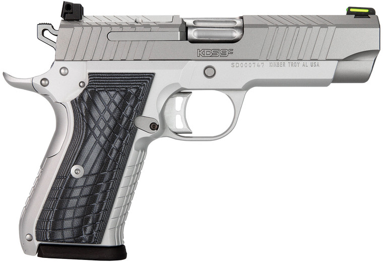 Kimber Mfg.,inc 3100012 KDS9C  9mm 15+1 4.09" KimPro Silver  Front and Rear Serrations Stainless Steel Slide Gray and Black G10 Crosshatch Grip