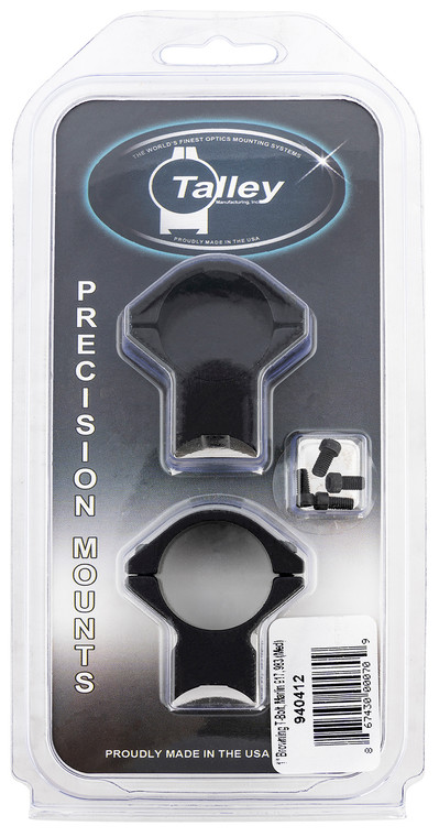 Talley 940412 Scope Mount/Ring Combo  Black Anodized Aluminum 1" Tube Browning T-Bolt Medium Rings 0 MOA