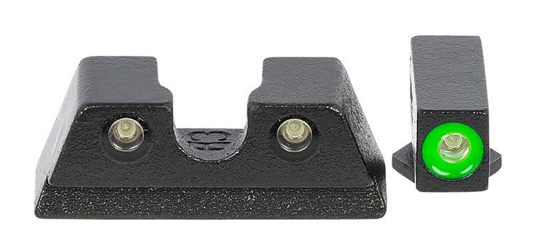 Meprolight USA 402203111 Hyper-Bright  Green Tritium Green Outline Front Sight-Green Tritium Black Outline Rear Sight Glock 42/43