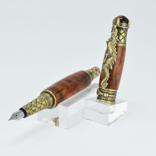 Dragon Fountain Pen(Brass) - Curly Koa - Stylo Ink