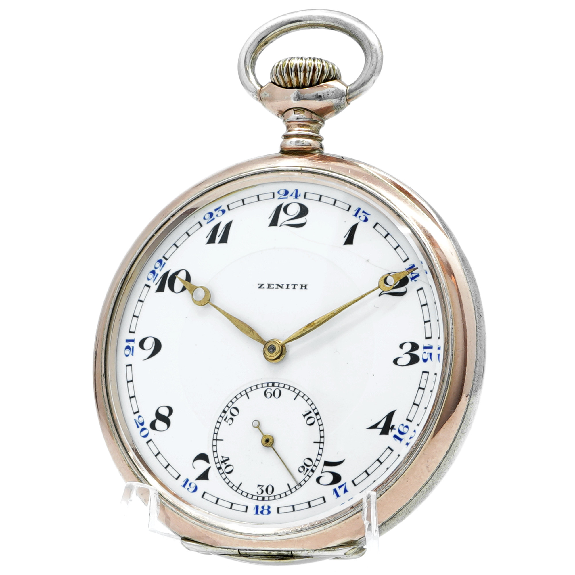 Zenith Pocket Watch *Early 1900's* *Rose Gold and Silver Case* - Inventory 8705