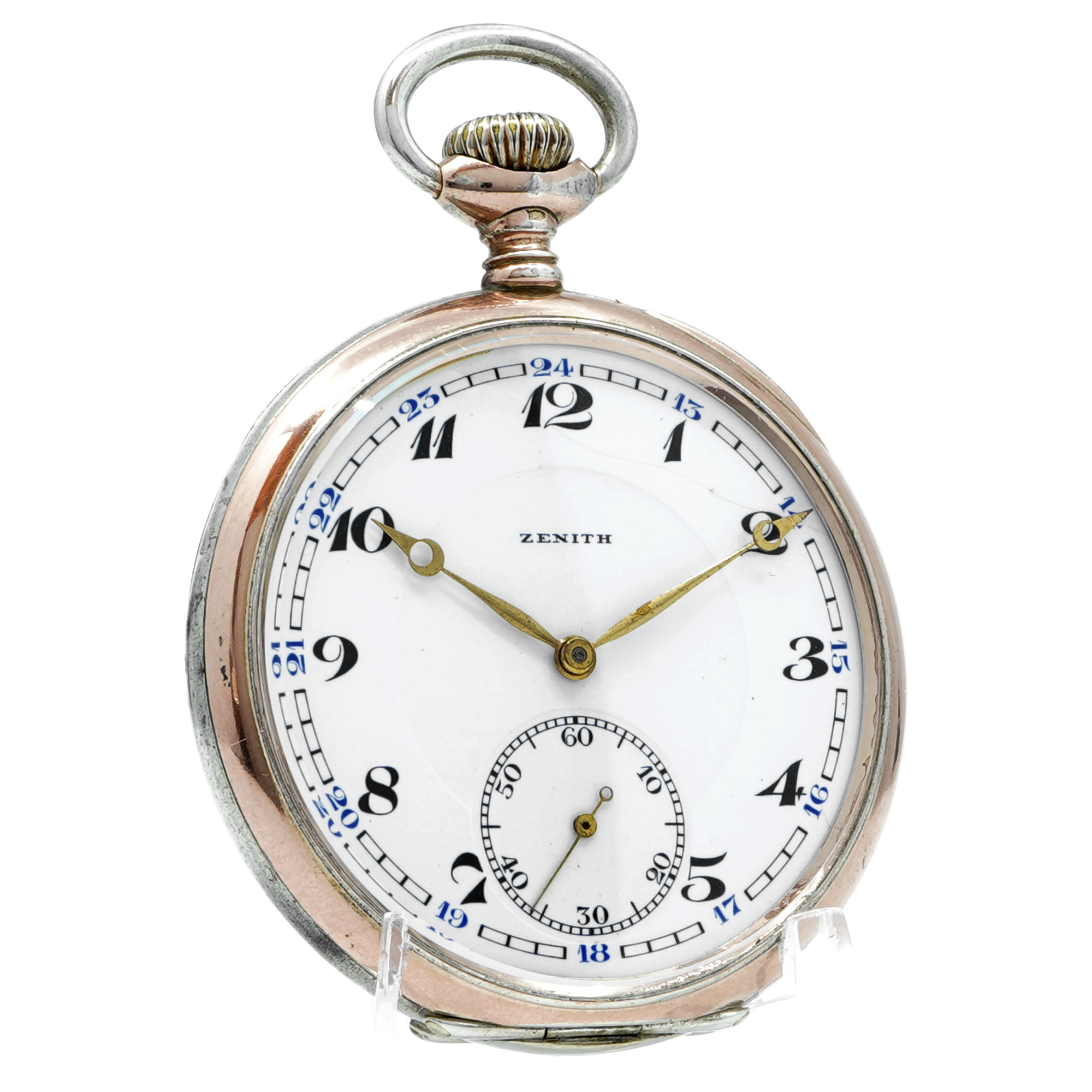 Zenith Pocket Watch *Early 1900's* *Rose Gold and Silver Case* - Inventory 8705