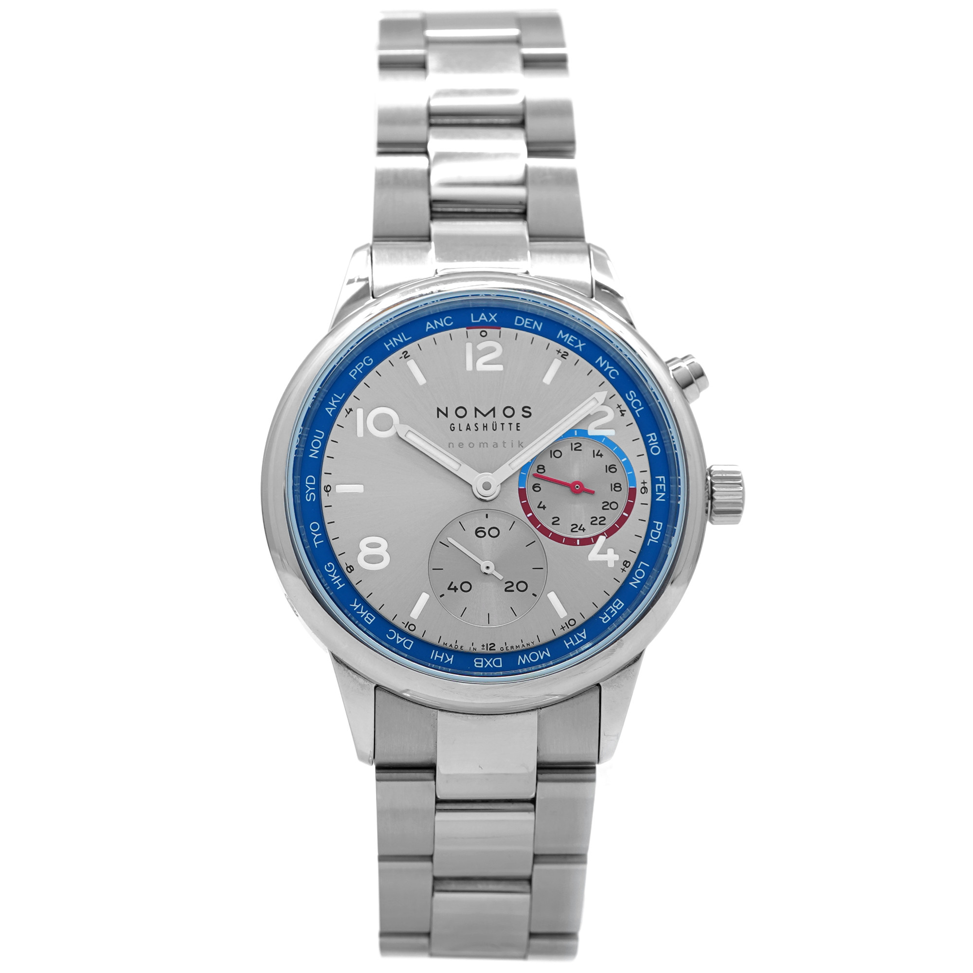 Nomos Club Sport Neomatik Worldtimer Silver 791 - Inventory 8718