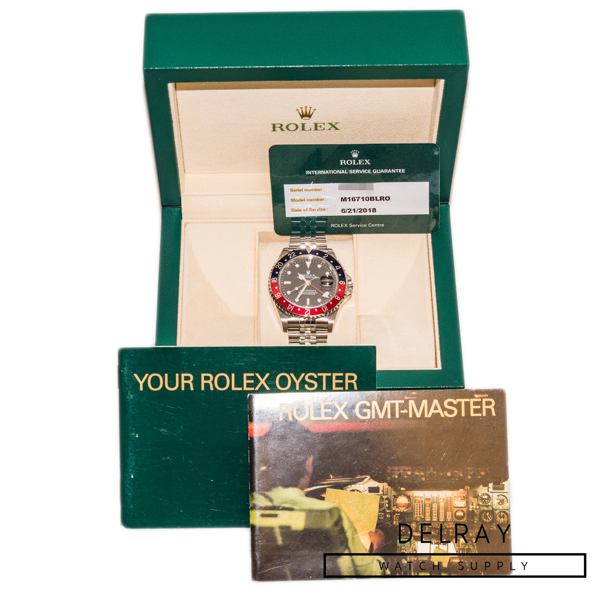 Rolex GMT Master 16710 Pepsi D Serial *Box and 2018 Service Papers*