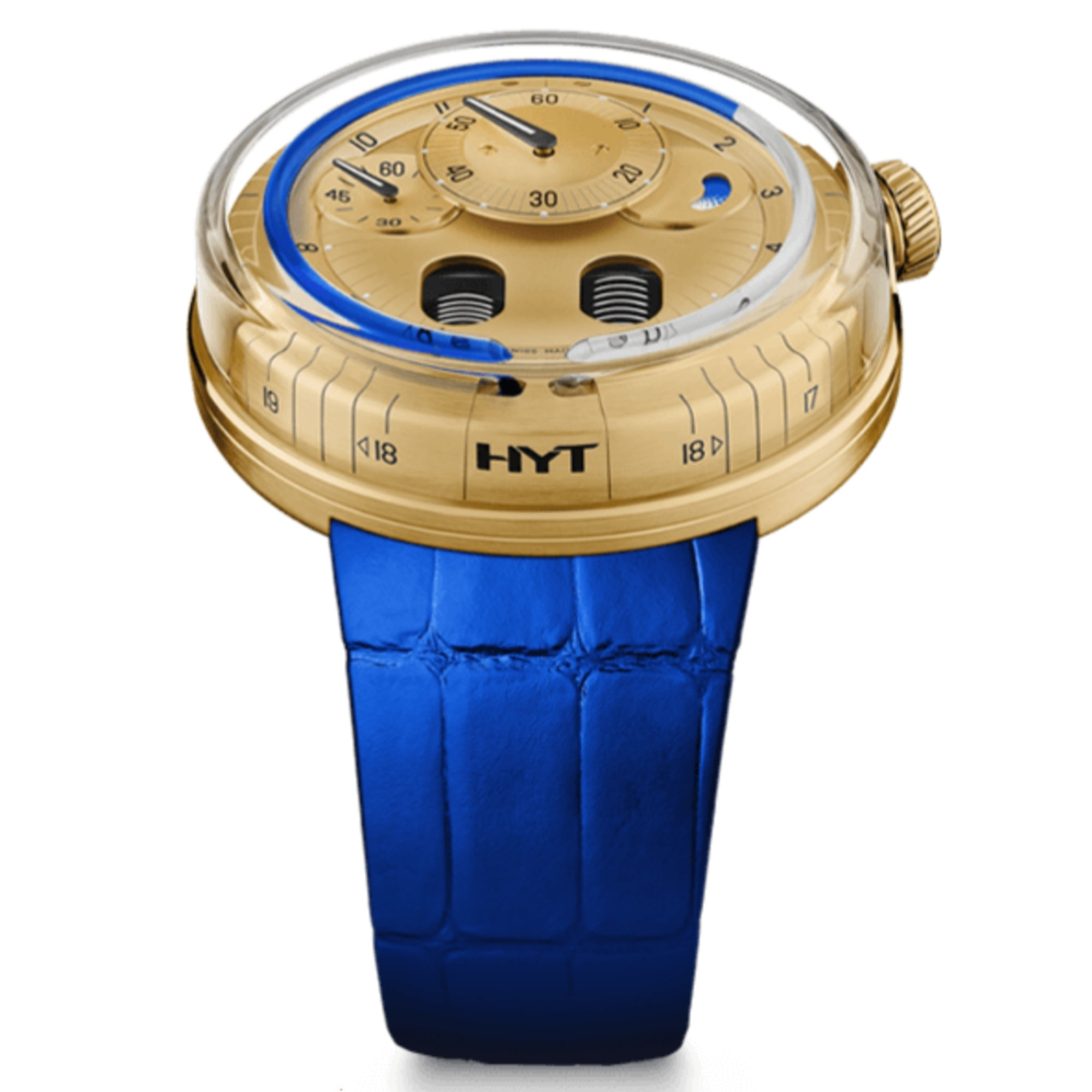 New HYT H0 Yellow Gold Blue Accents