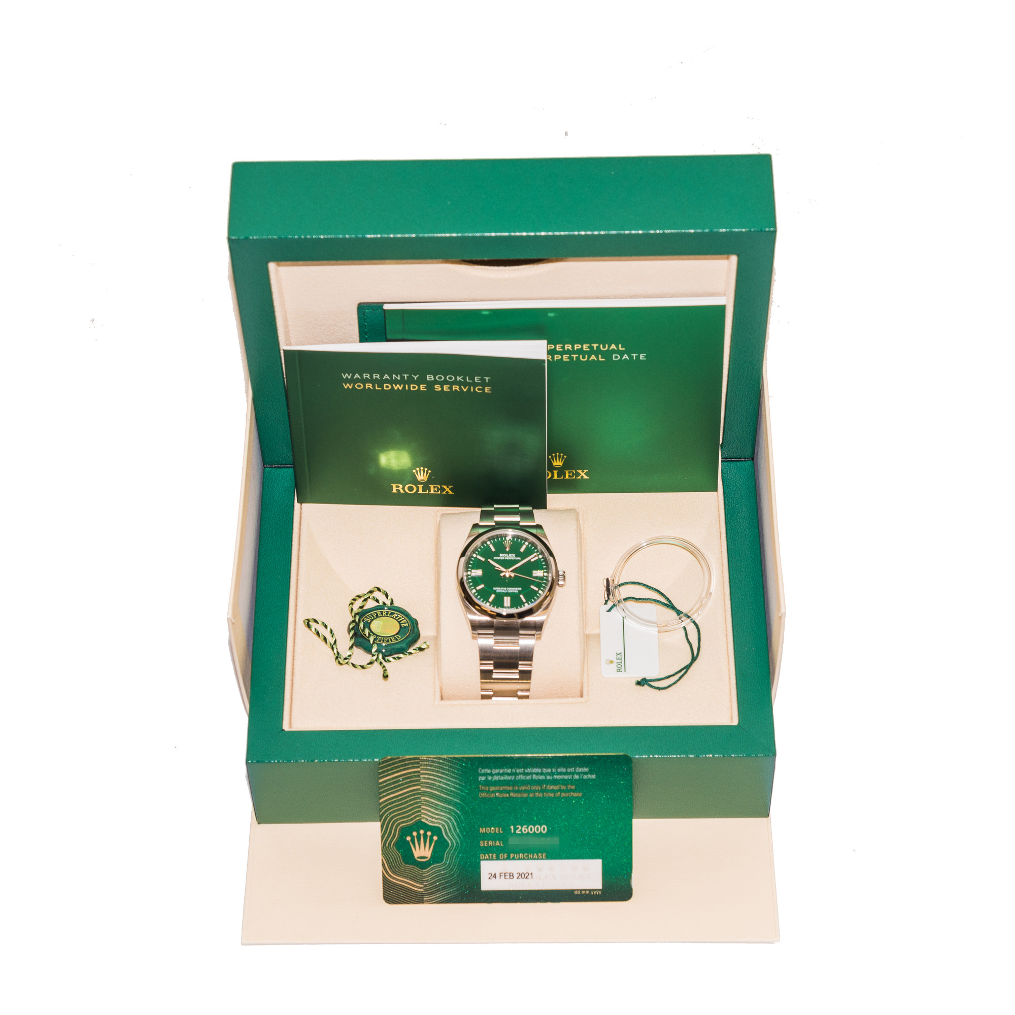 Rolex Oyster Perpetual 36 126000 *UNWORN* *Green Dial*