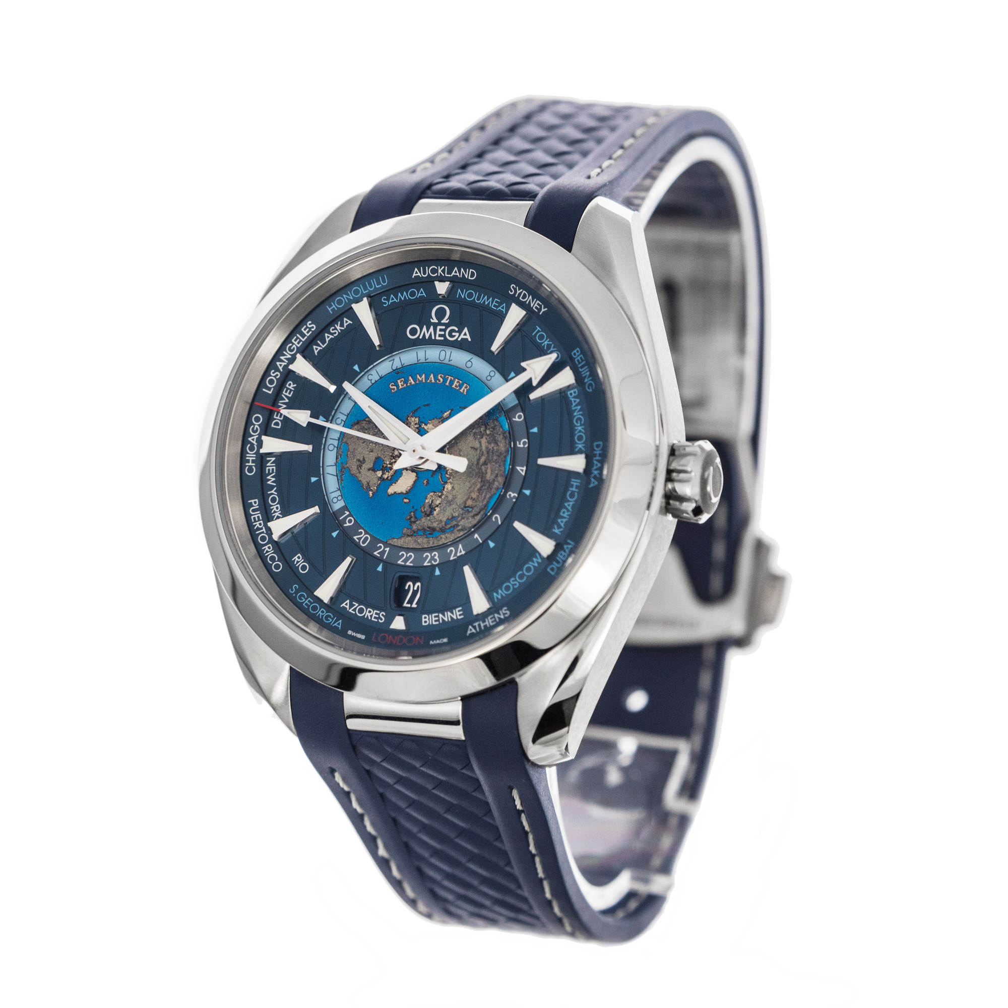 Omega Seamaster Aqua Terra Co-Axial Master Chronometer GMT Worldtimer 43mm *2020* *Blue Dial*
