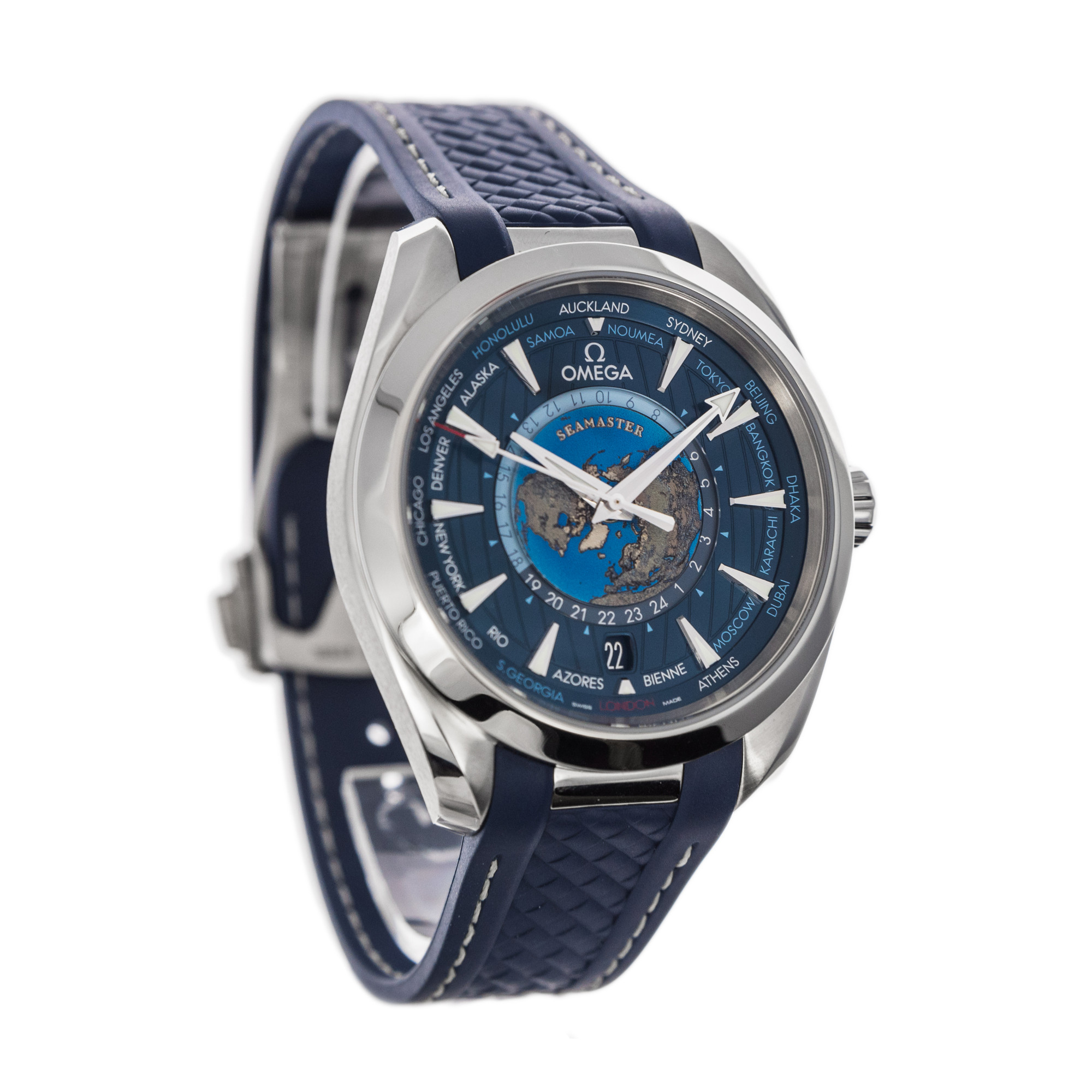 Omega Seamaster Aqua Terra Co-Axial Master Chronometer GMT Worldtimer 43mm *2020* *Blue Dial*