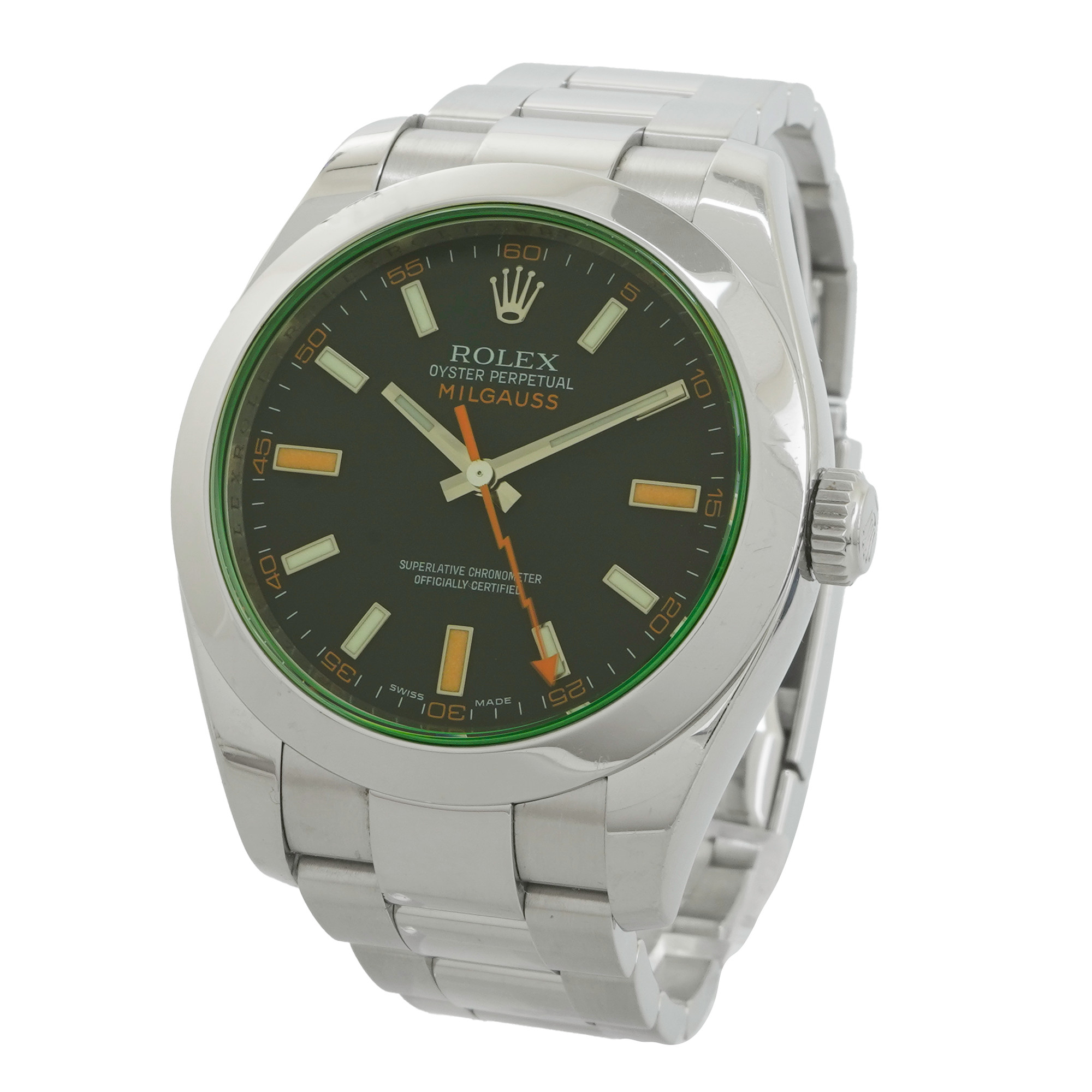 Rolex Milgauss Black Dial Green Crystal  - Inventory 3939