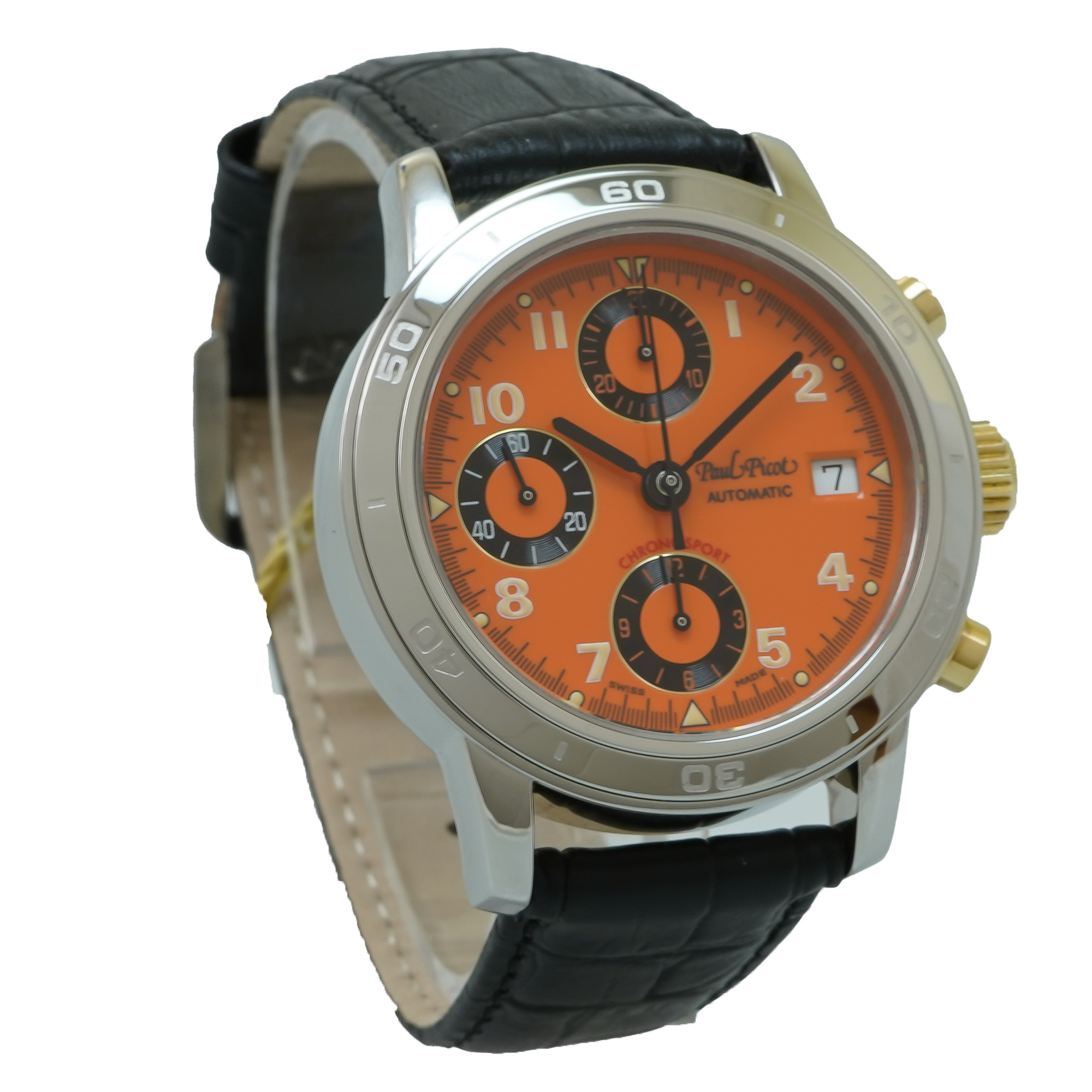 Paul Picot Chronosport Chronograph *Orange* *Unworn* - Inventory 4095