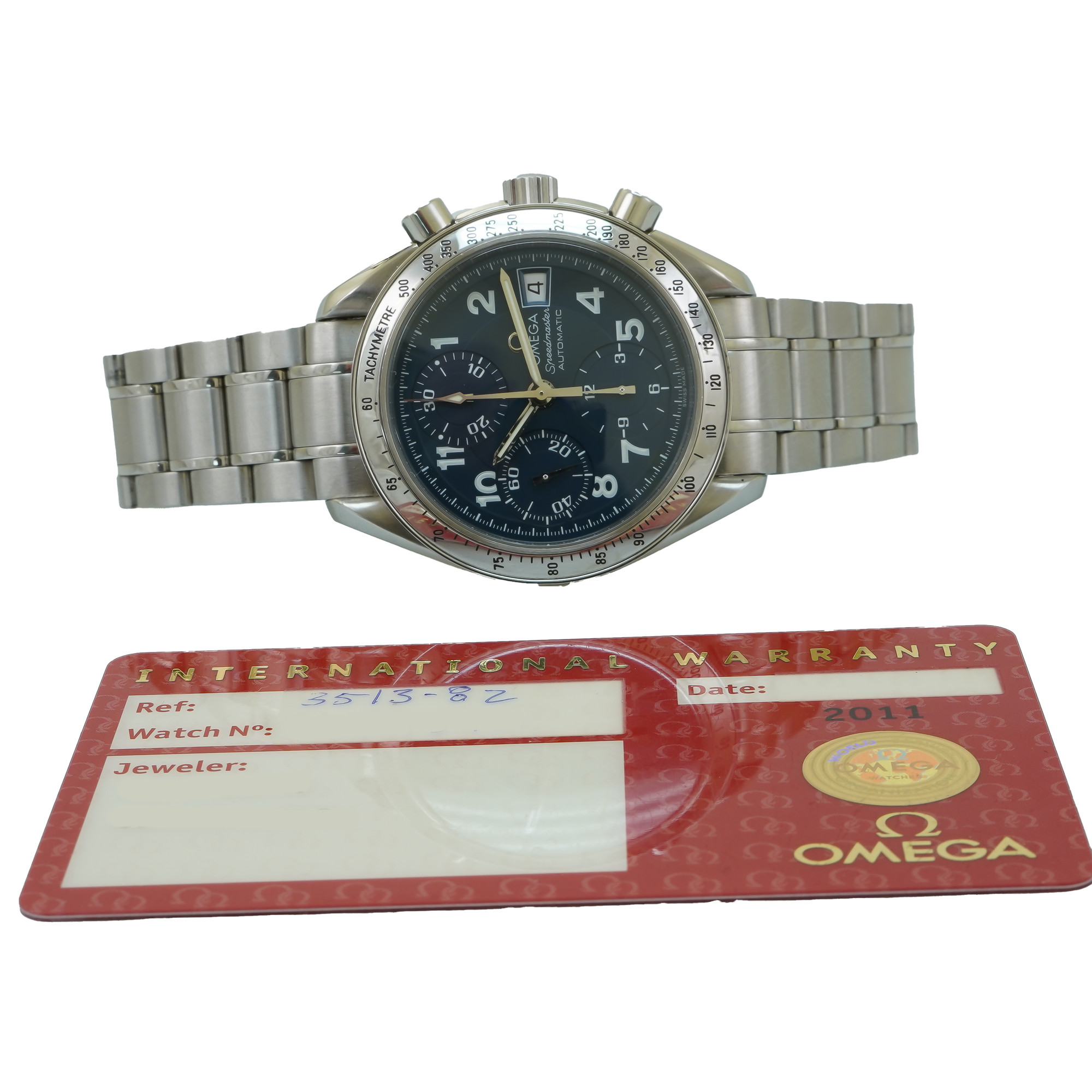 Omega Speedmaster Date Chronograph 3513.82 *Blue Dial* - Inventory 4097