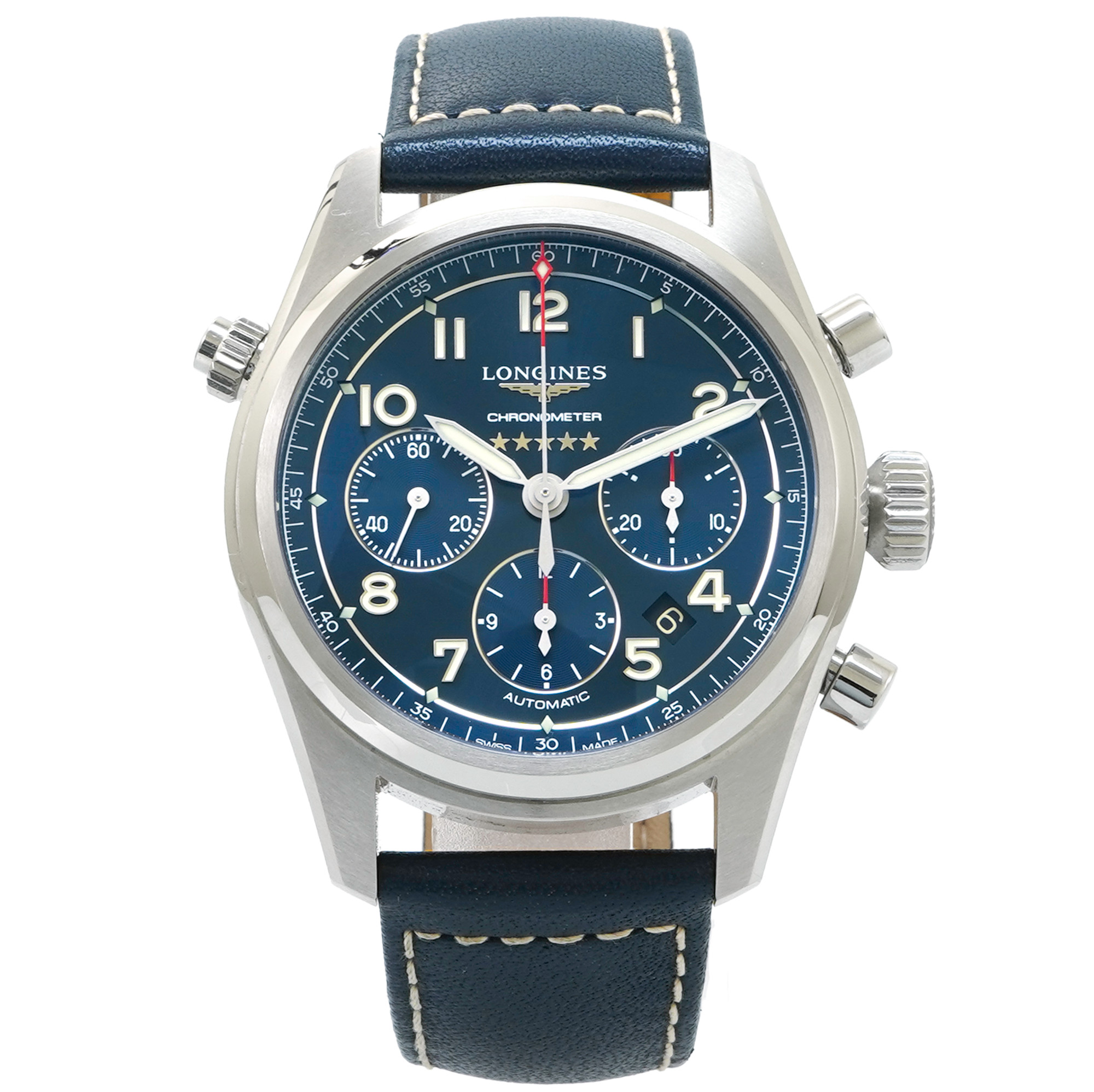 Longines spirit chronograph blue dial inventory 4236 delraywatch