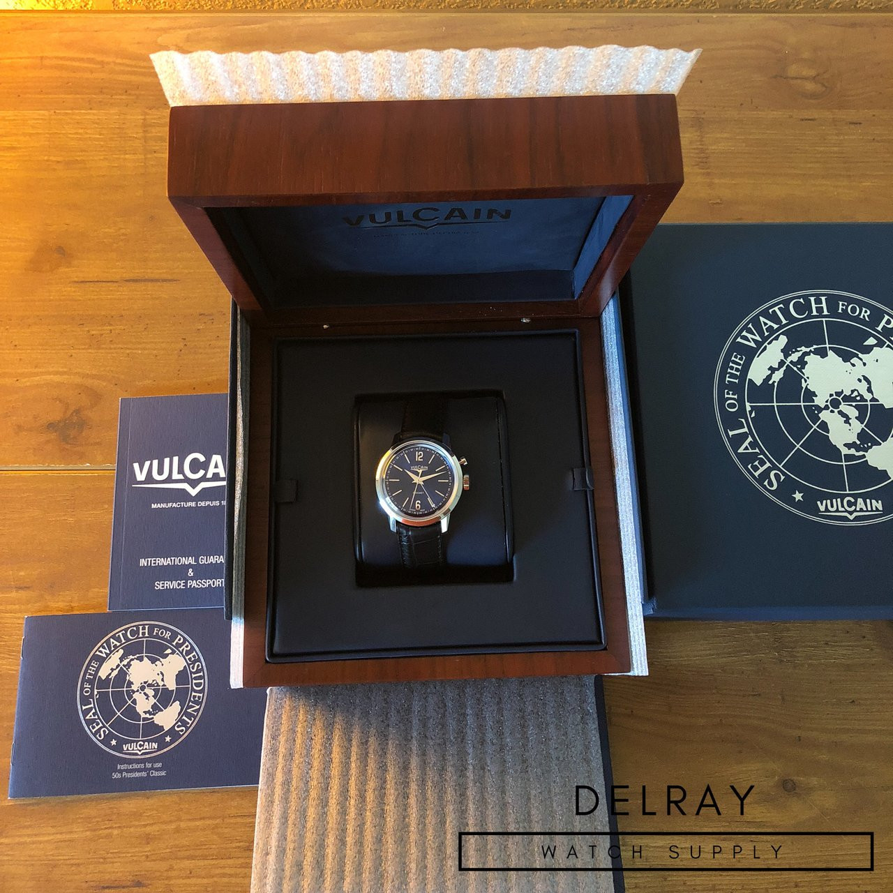 Vulcain 50s Presidents' Classic Cricket Alarm Blue Dial *UNWORN
