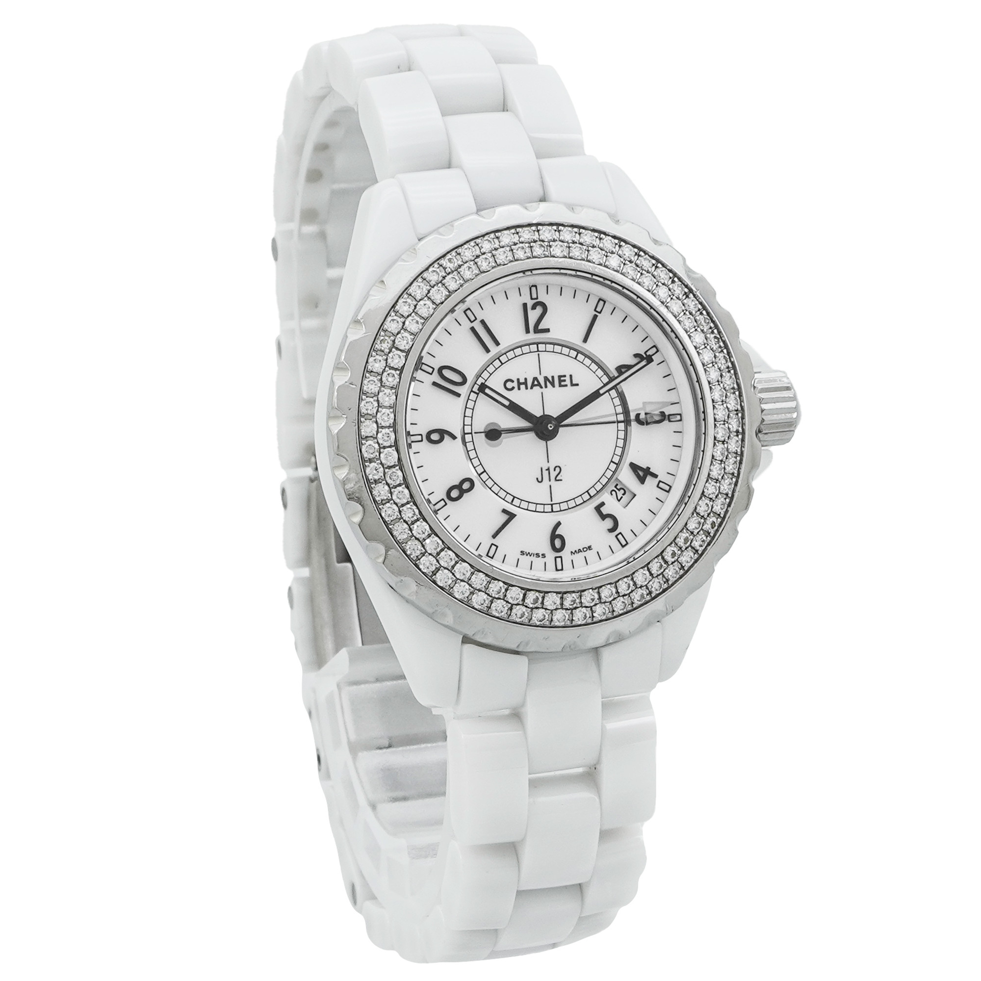 Chanel J12 White Ceramic and Diamond H0967 - Inventory 4403