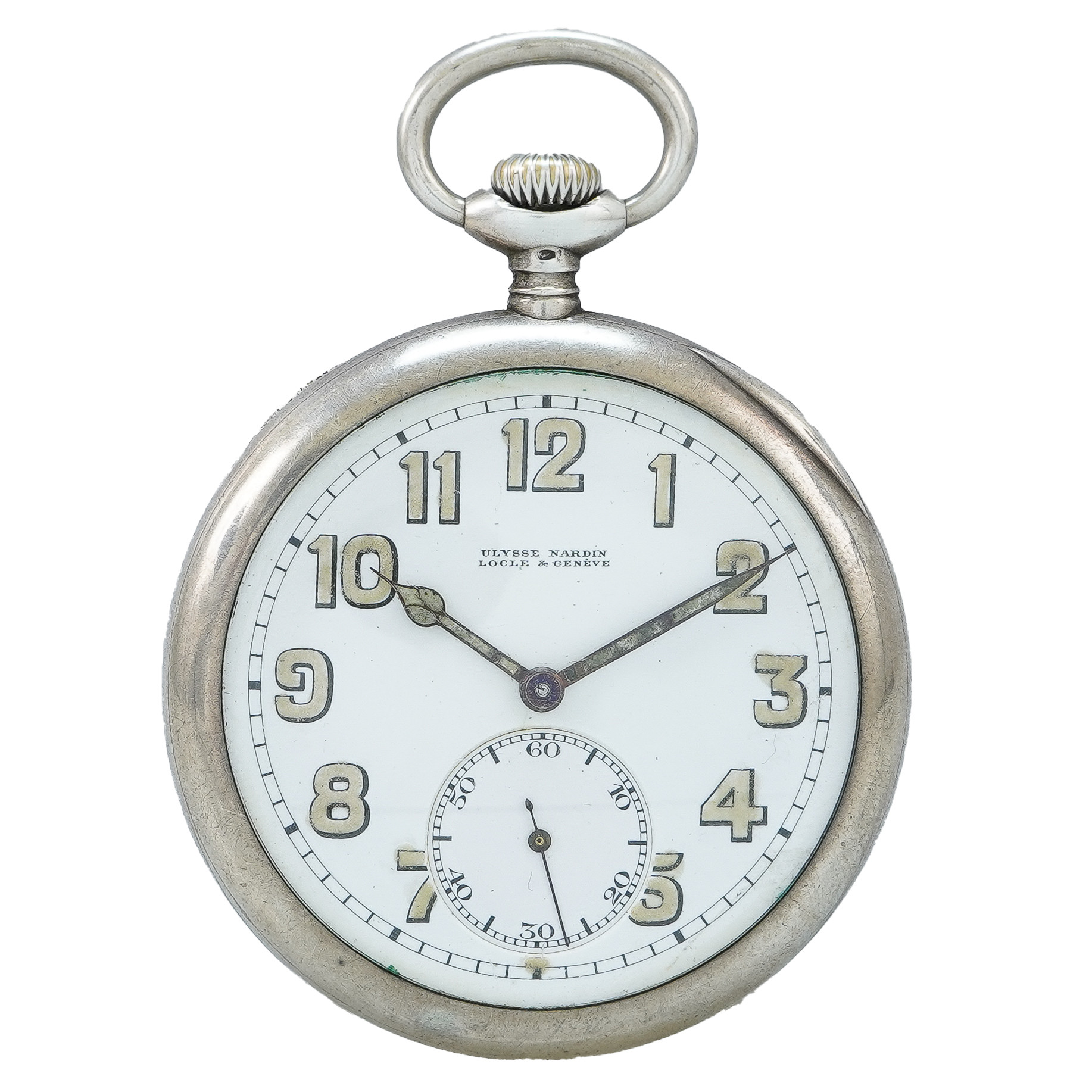 Ulysse Nardin 1920's Corps of Engineers Pocket Watch Silver Case