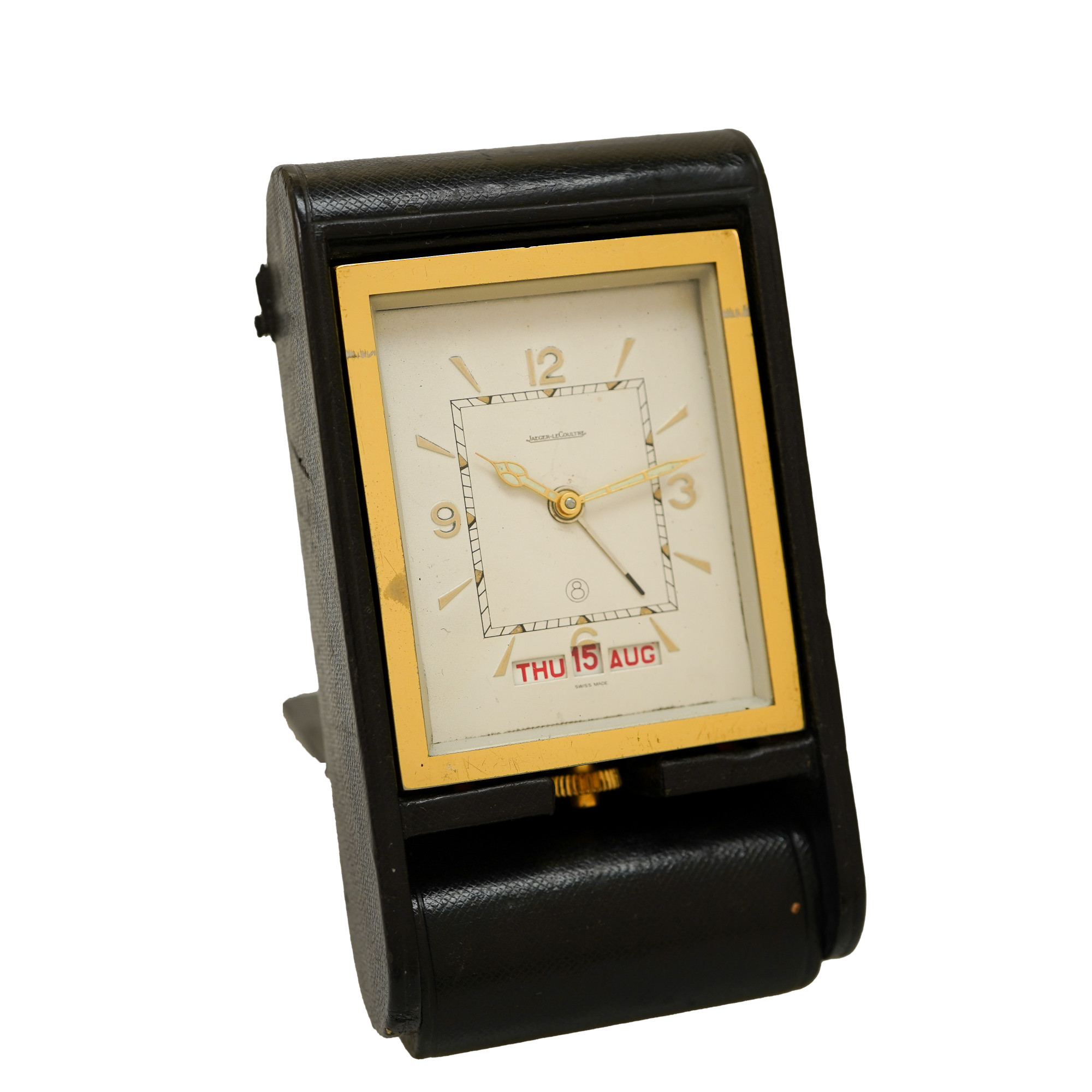 Jaeger LeCoultre 1930's Ados Triple Date Folding Alarm Clock - Inventory 5103