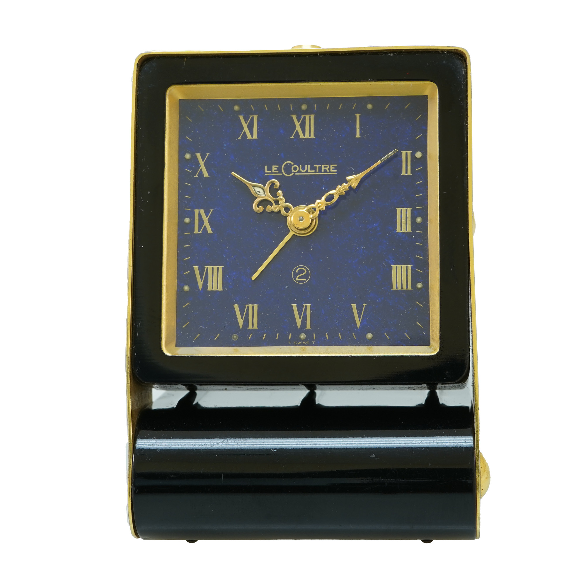 Jaeger LeCoultre Black Folding 2 Days Alarm Clock Blue Lapis Lazuli Dial- Inventory 5128