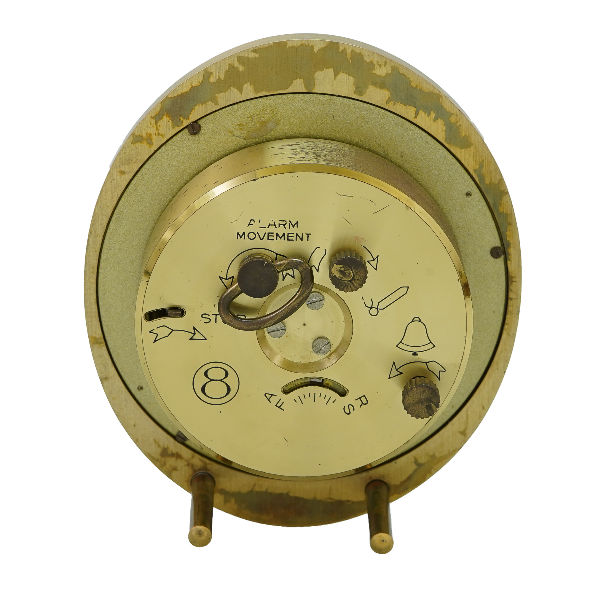 Universal Geneve Vintage Oval Brass Alarm Clock - Inventory 5316