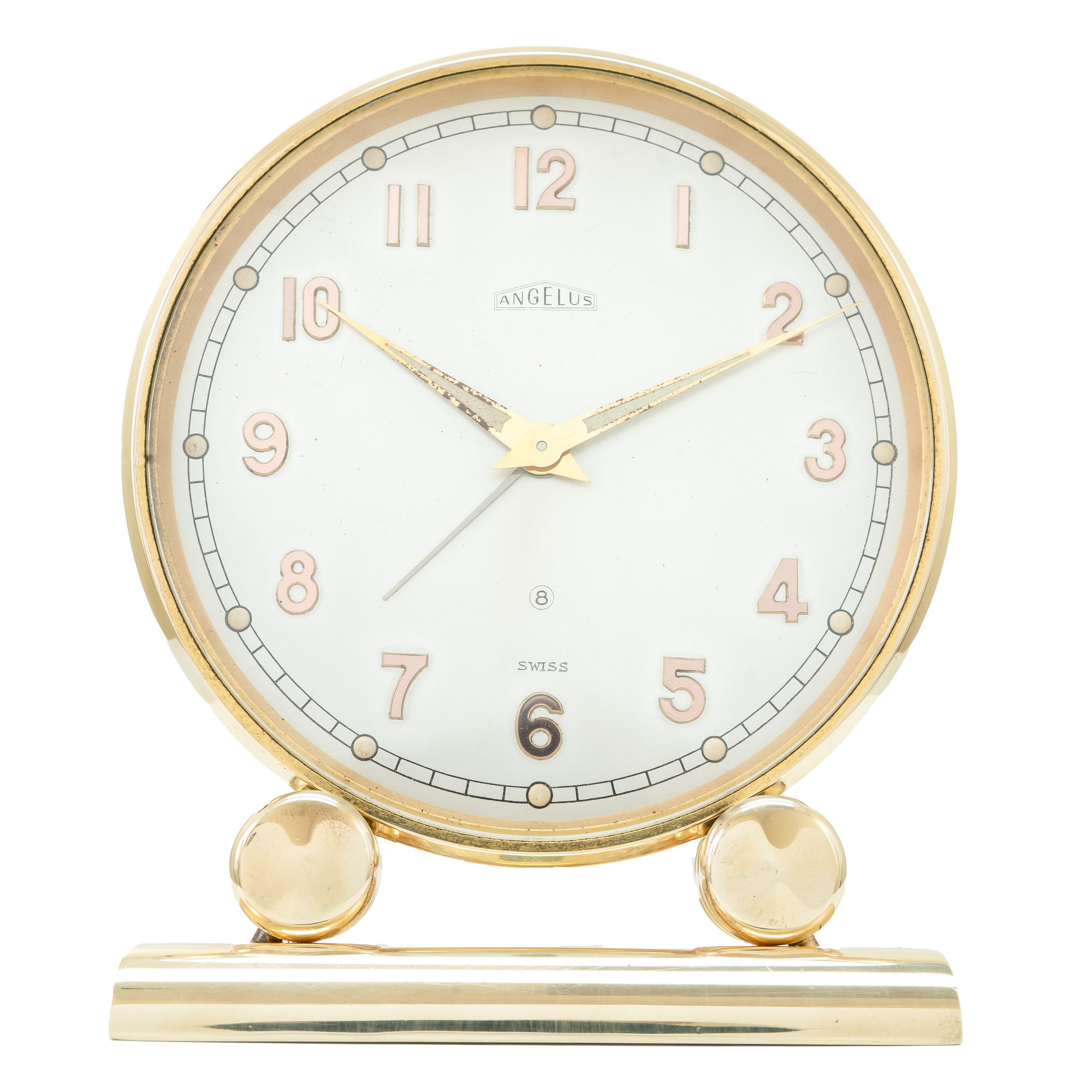 Angelus 8 Days Alarm Desk Clock *Vintage 1950's * - Inventory 5057