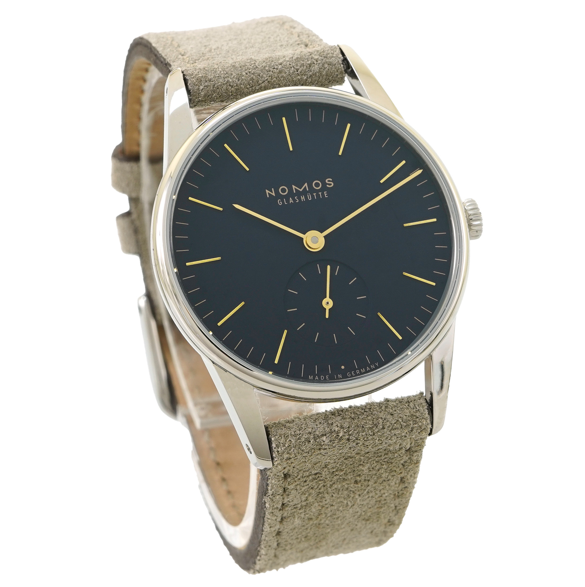 Nomos Orion 33 Midnight Blue 329 Glass Back  *Unworn* - Inventory 5427