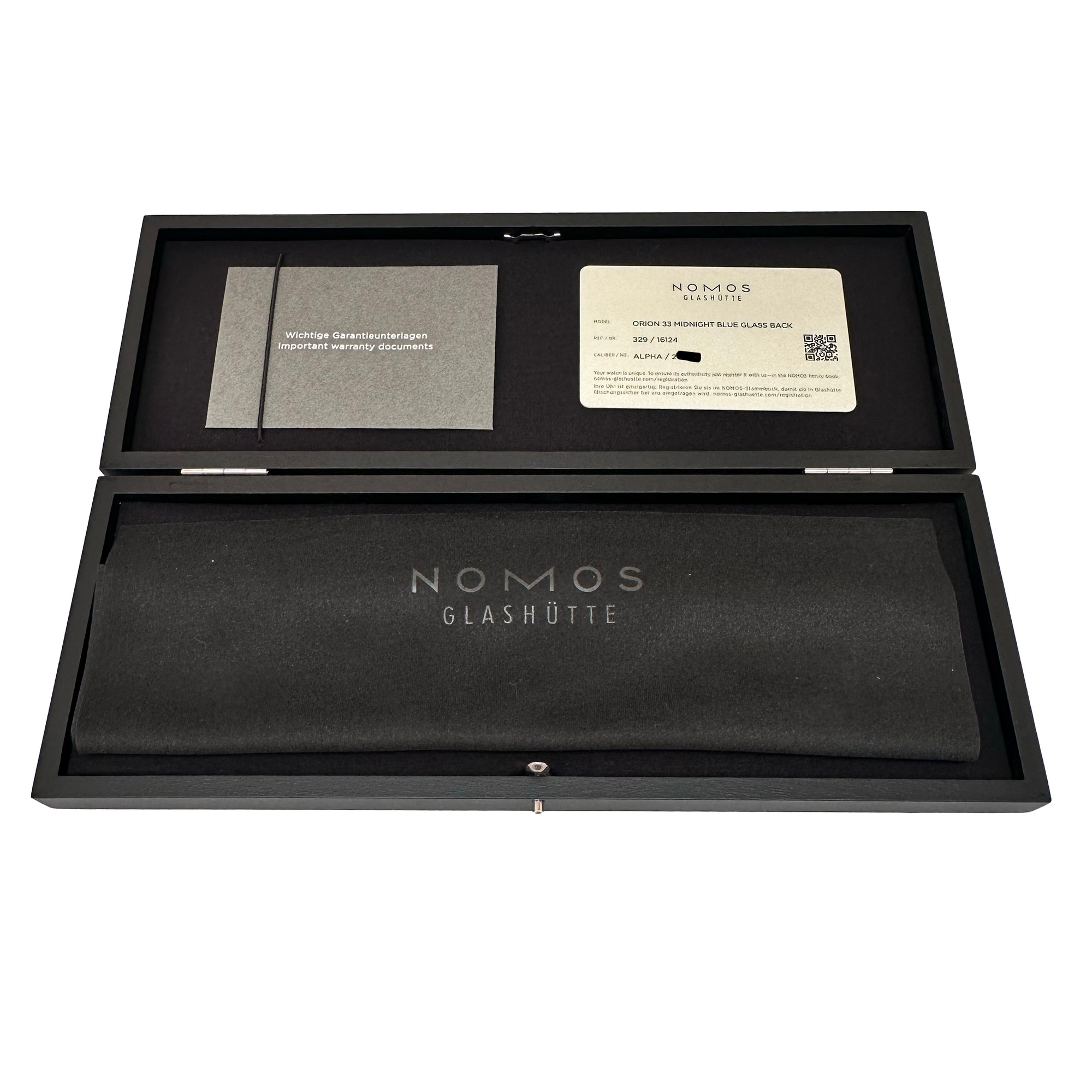 Nomos Orion 33 Midnight Blue 329 Glass Back  *Unworn* - Inventory 5427