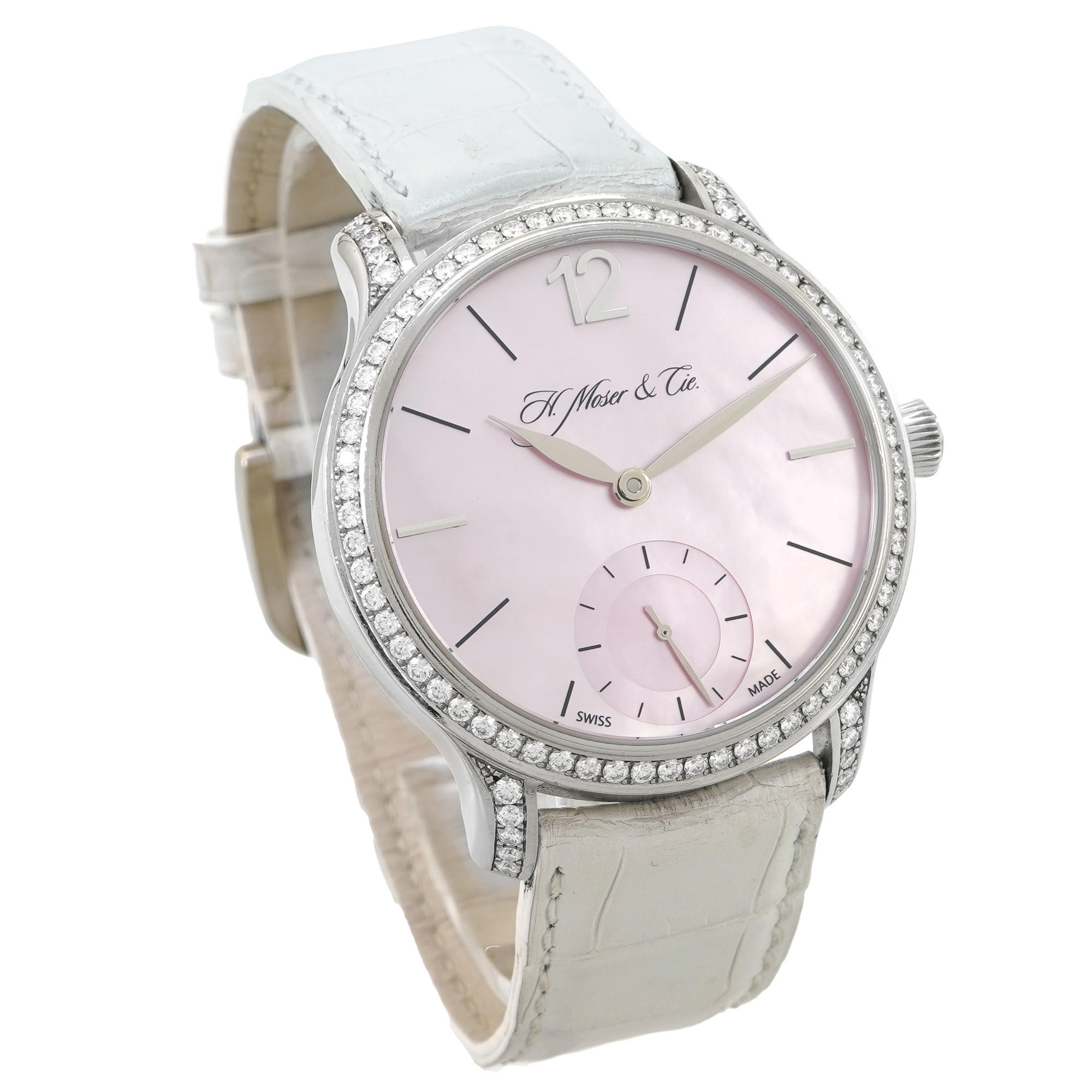 H Moser Endeavor Small Seconds *Pink MOP Dial* *Diamond Bezel & Lugs* - Inventory 5521