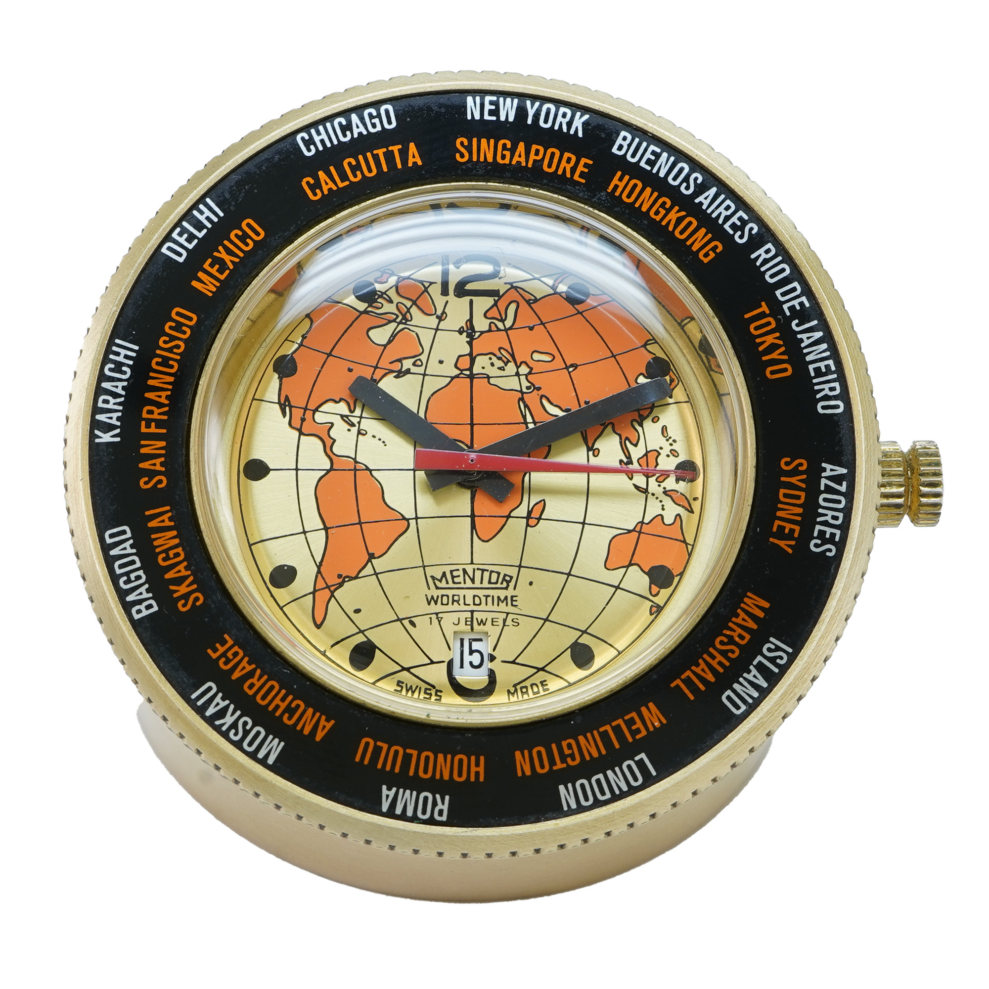 Mentor World Time Desk Clock - Inventory 5690 - DelrayWatch.com