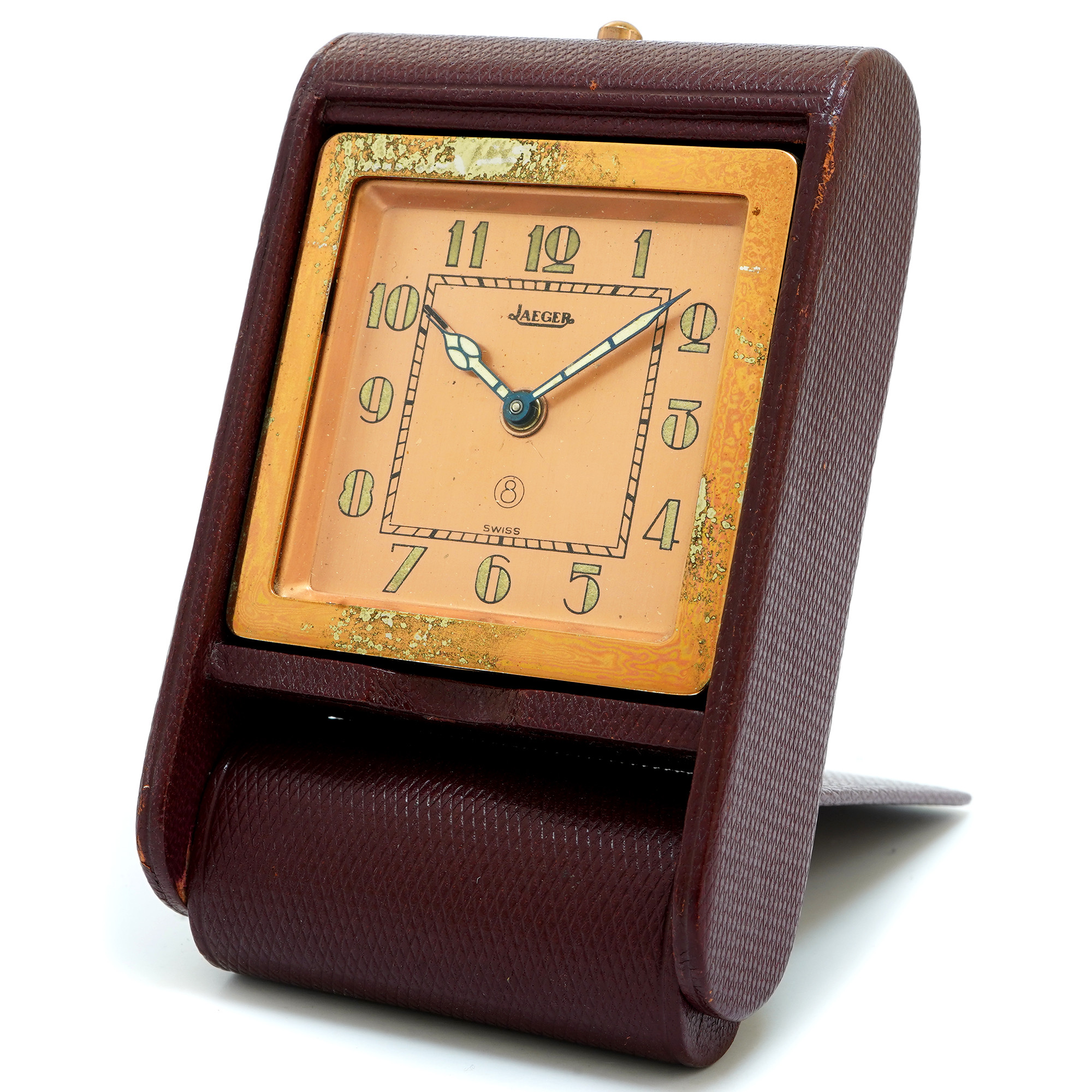 Jaeger-LeCoultre アラームクロック ヴィンテージ 置時計 手巻き Jaeger LeCoultre 8 Days Leather Folding Alarm Travel Clock
