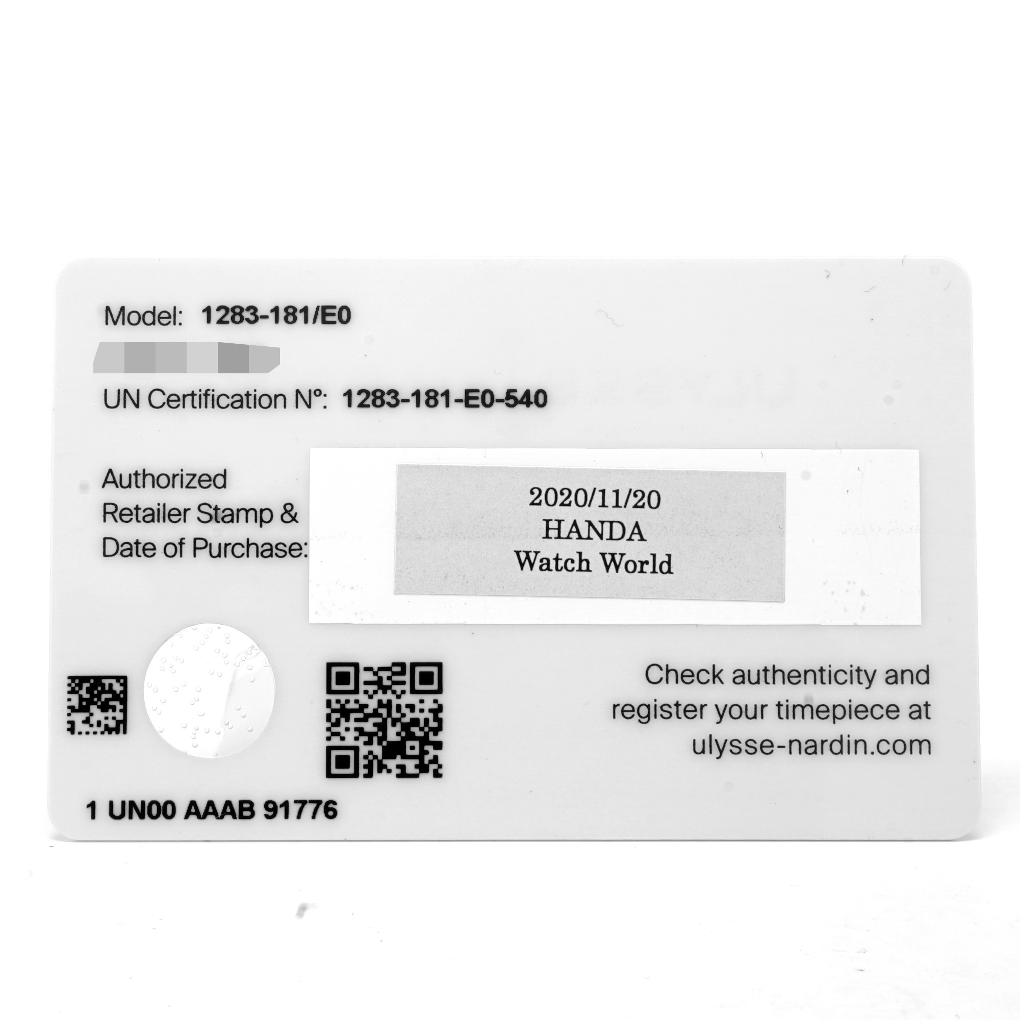 Ulysse Nardin Marine Tourbillon 1283-181/E0 - *Unworn* - Inventory 6312