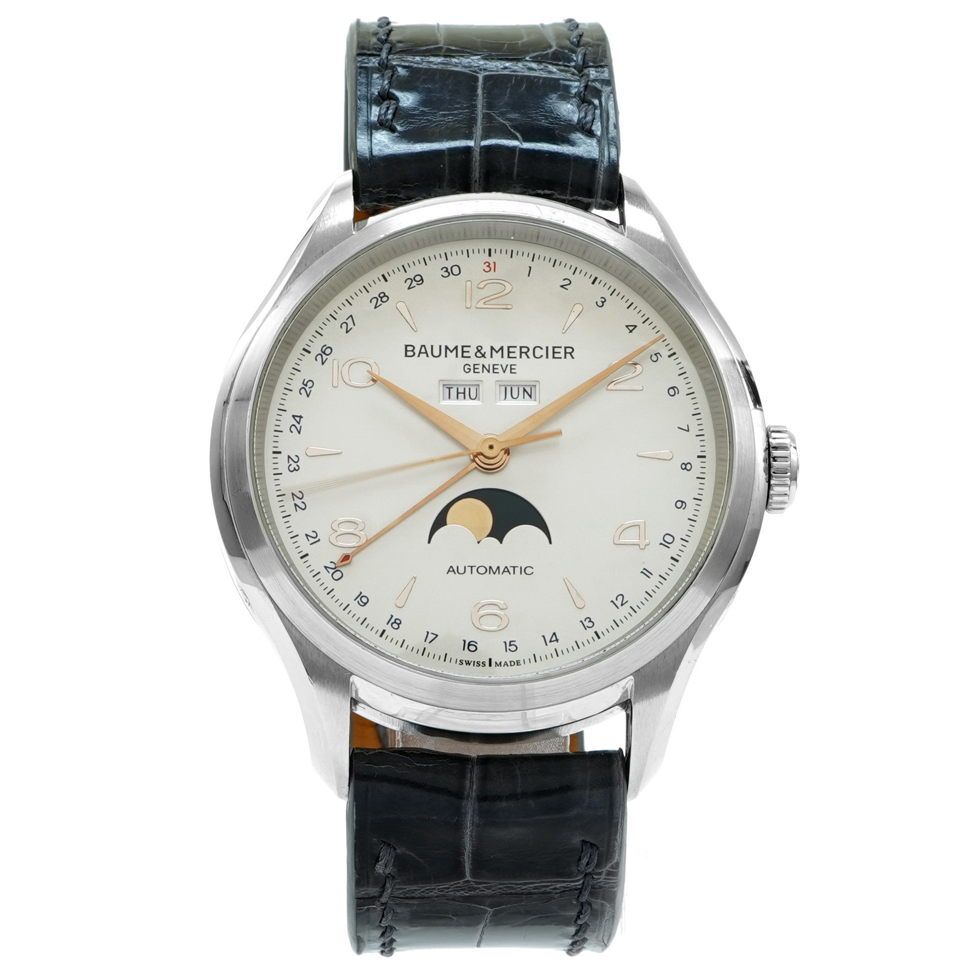 Baume and Mercier Clifton Triple Date Moonphase MOA10055 - Inventory 7703 Baume and Mercier Clifton Triple Date Moonphase MOA10055 - Inventory 7703