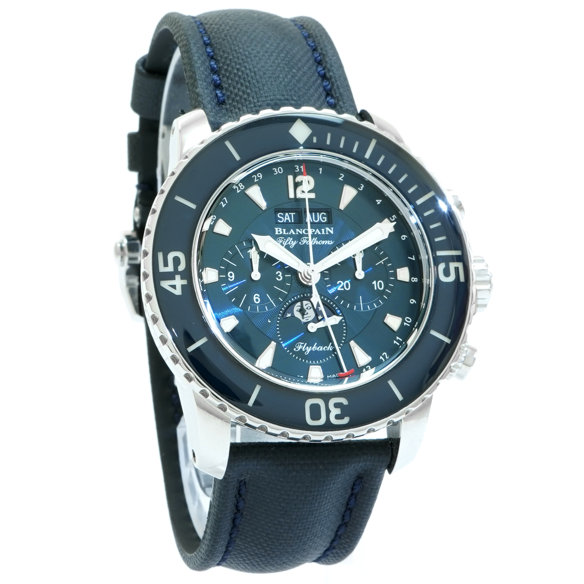 Blancpain Fifty Fathoms Flyback Chronograph Calendar Moonphase *Blue Dial* - Inventory 7838