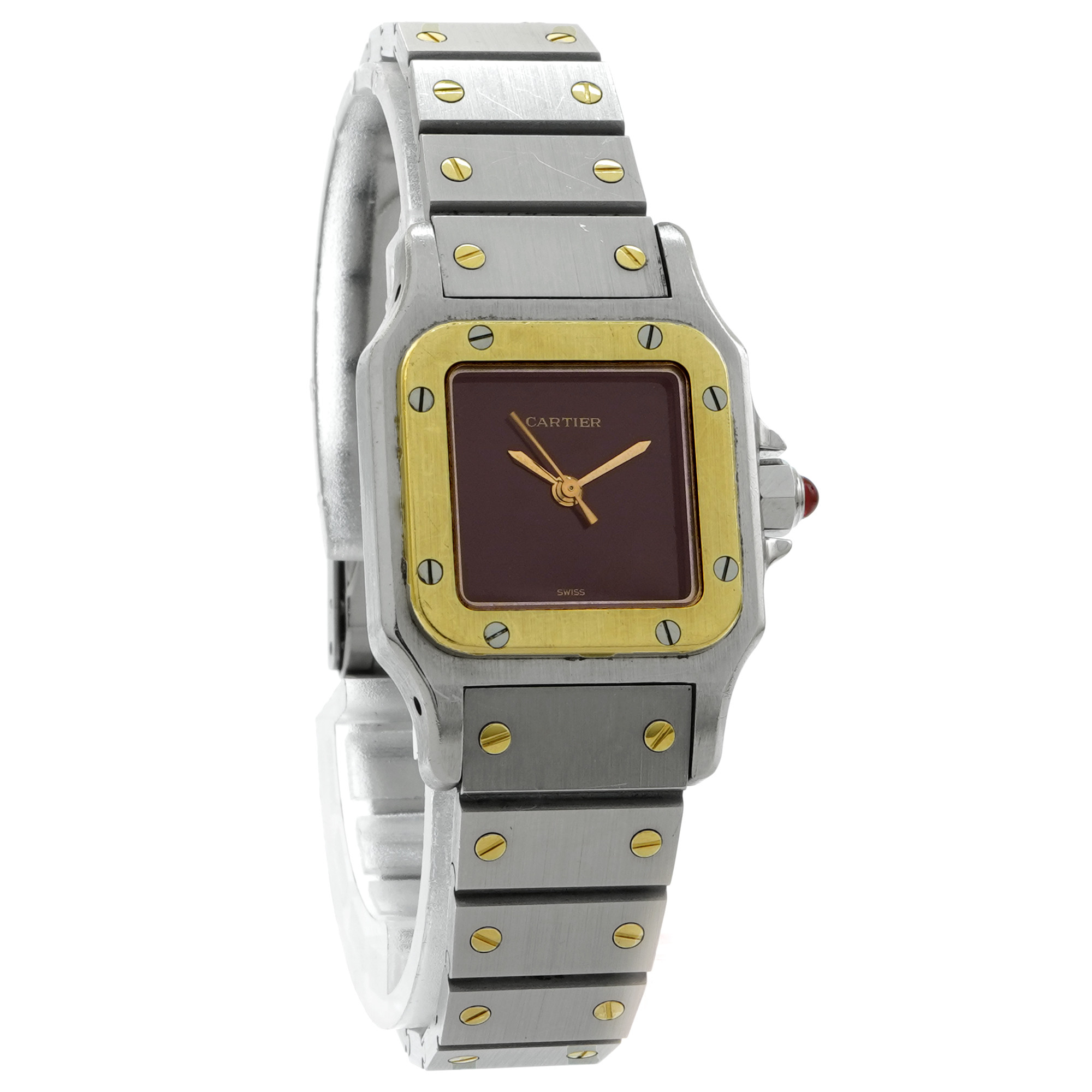 Cartier Santos Galbee Small 0902 *Burgundy Dial* - Inventory 7940