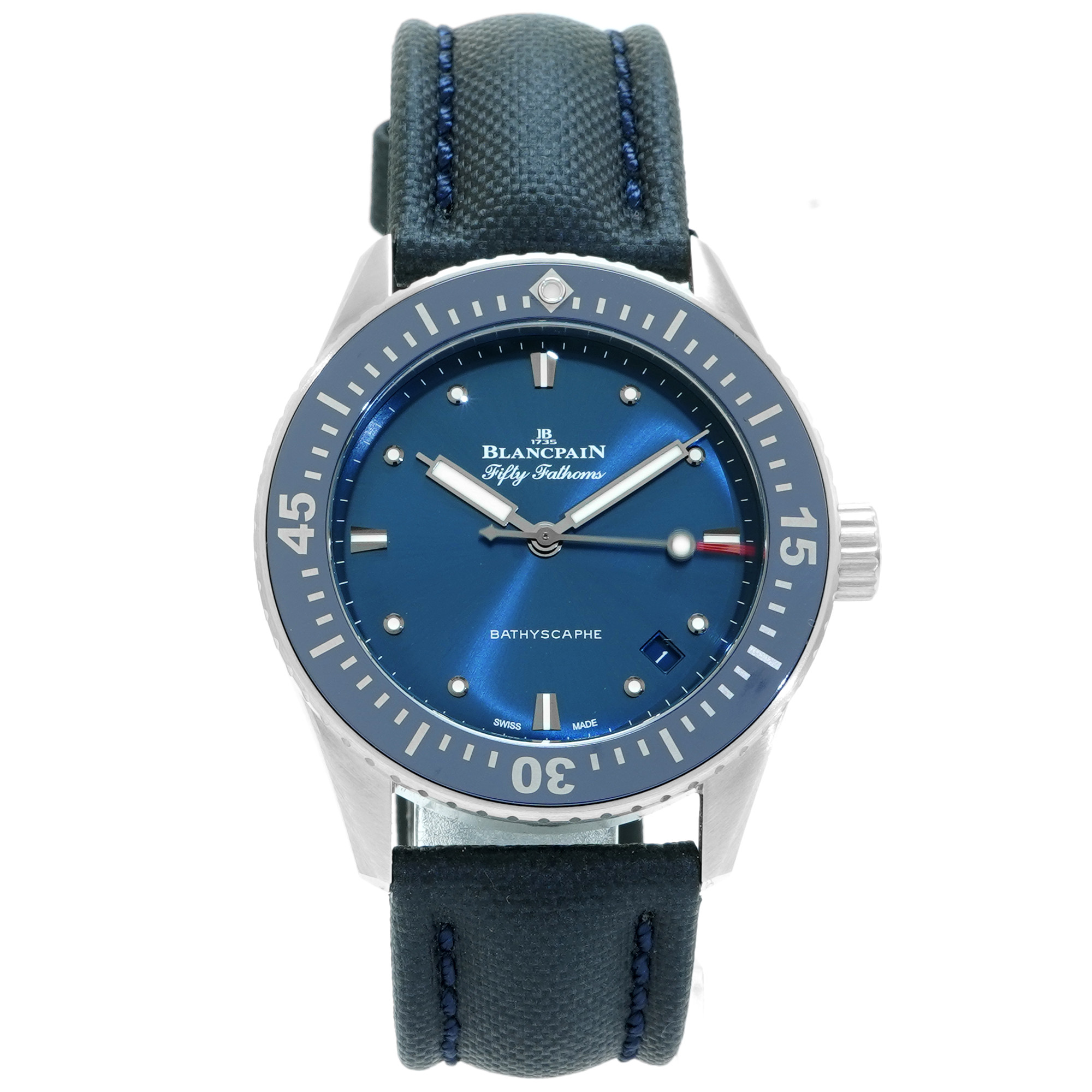 Blancpain Fifty Fathoms Bathyscaphe 38mm *Blue Dial* - Inventory 8104