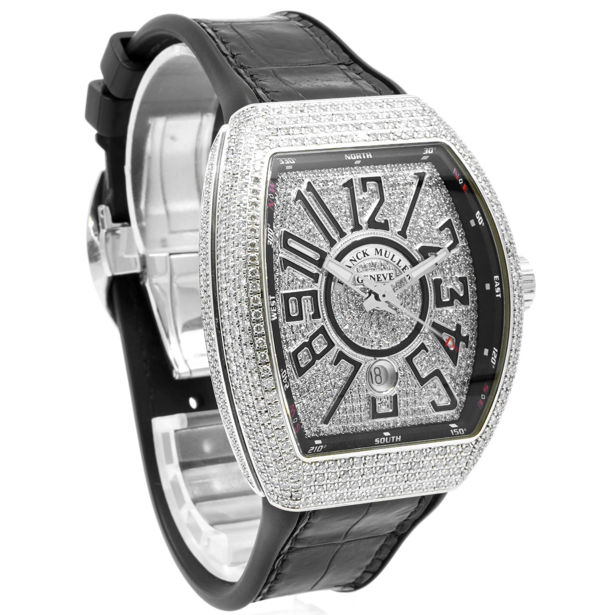 Franck Muller Vanguard Pave Diamond Case & Dial V45SCDT - Inventory 8262