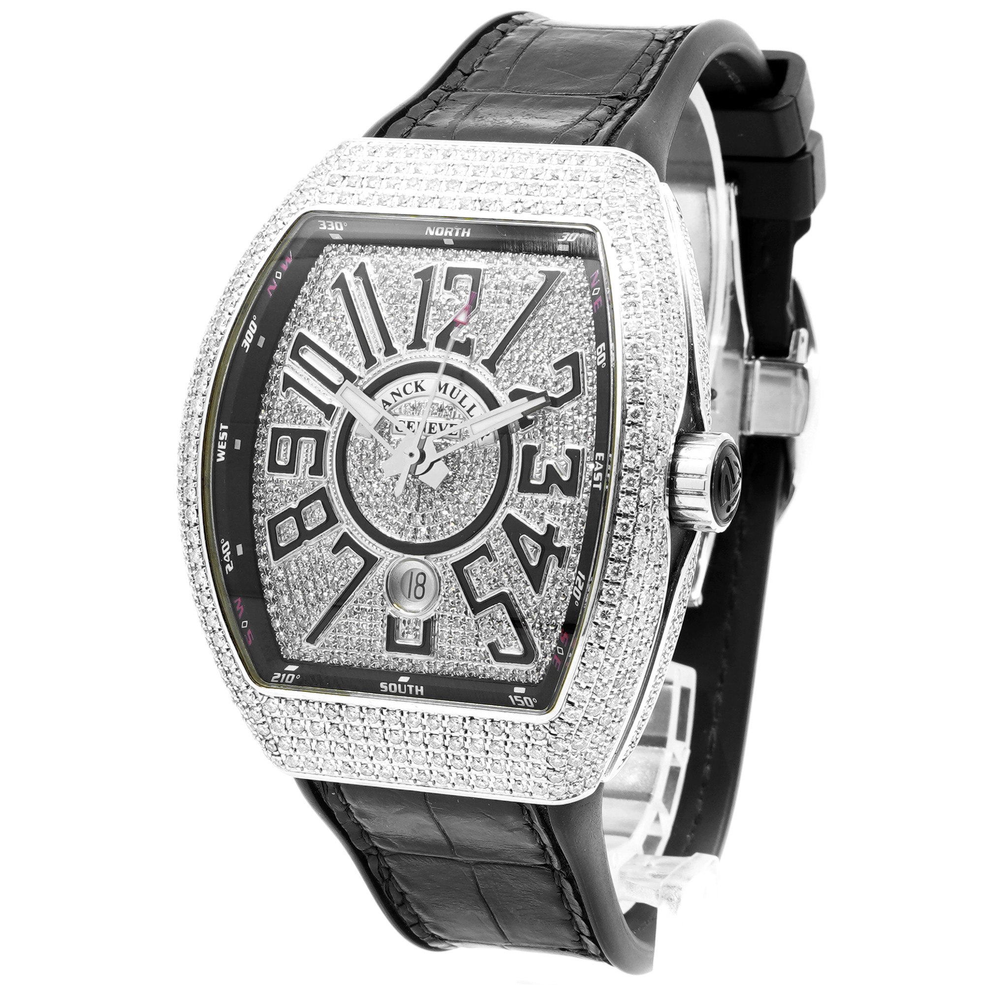 Franck Muller Vanguard Pave Diamond Case & Dial V45SCDT - Inventory 8262