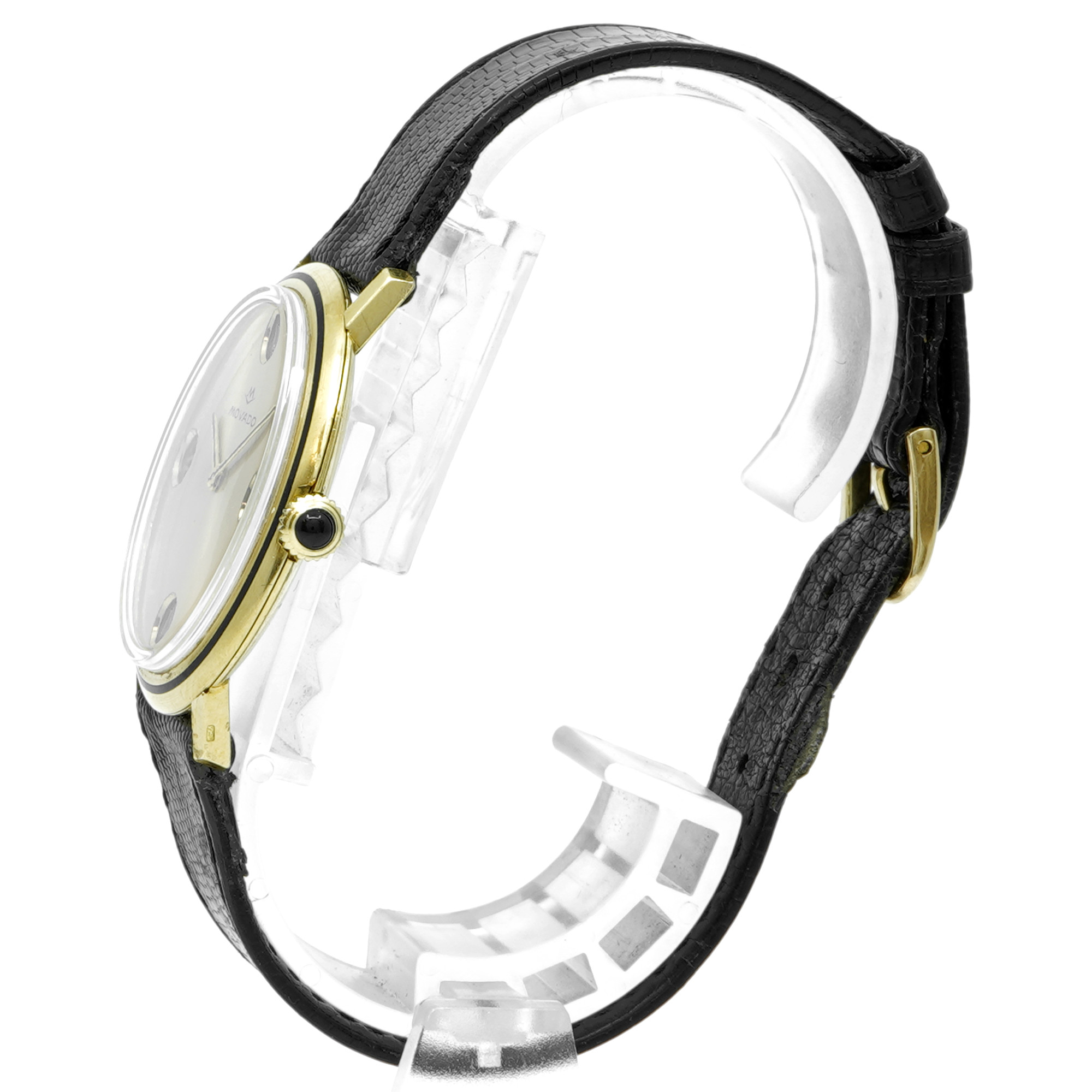 Movado 18k Classic Round With Enameled Inlaid Bezel and Roman Dial *Vintage 1950's* - Inventory 8306