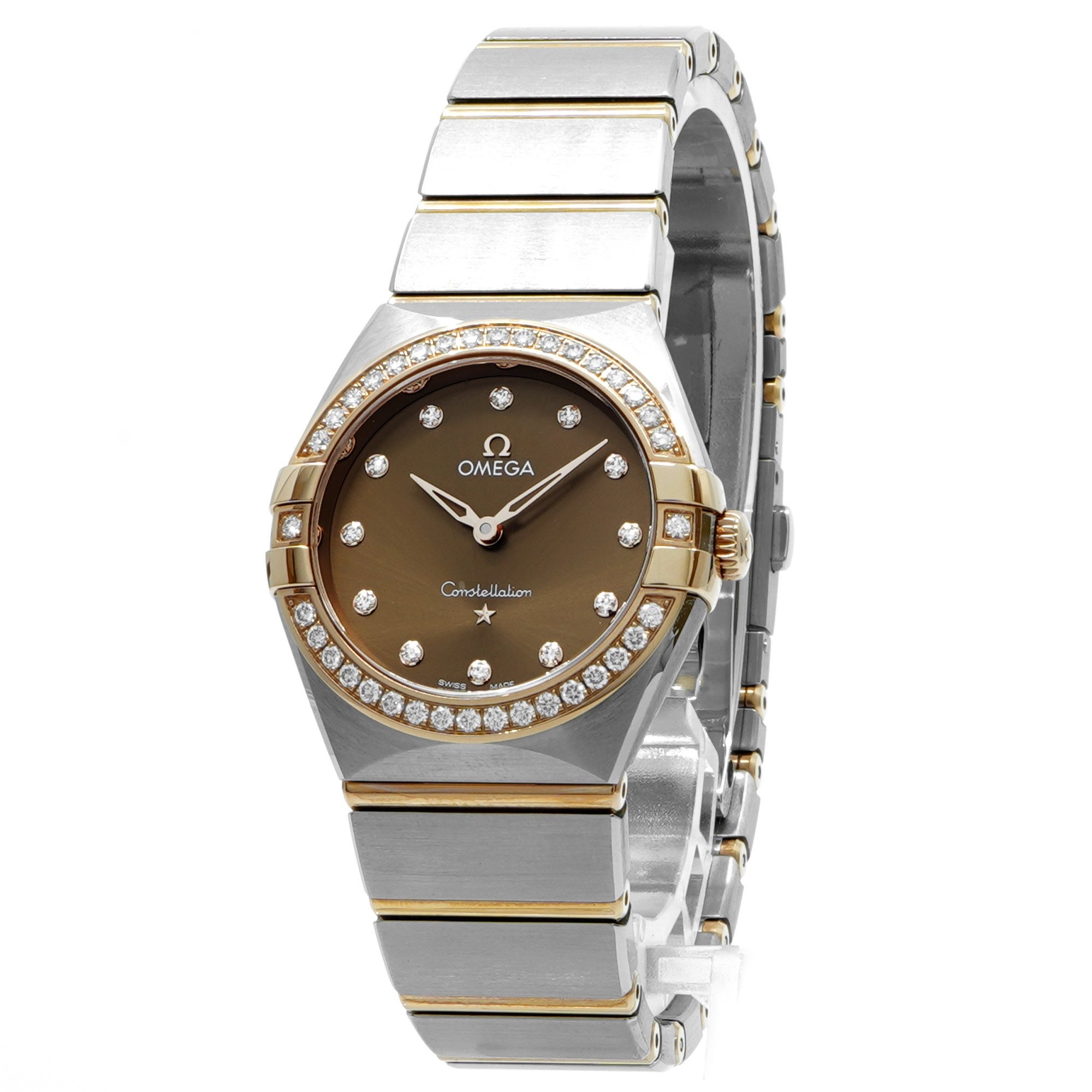 Omega Constellation 28mm Steel & Sedna Gold Diamonds - Inventory 7423
