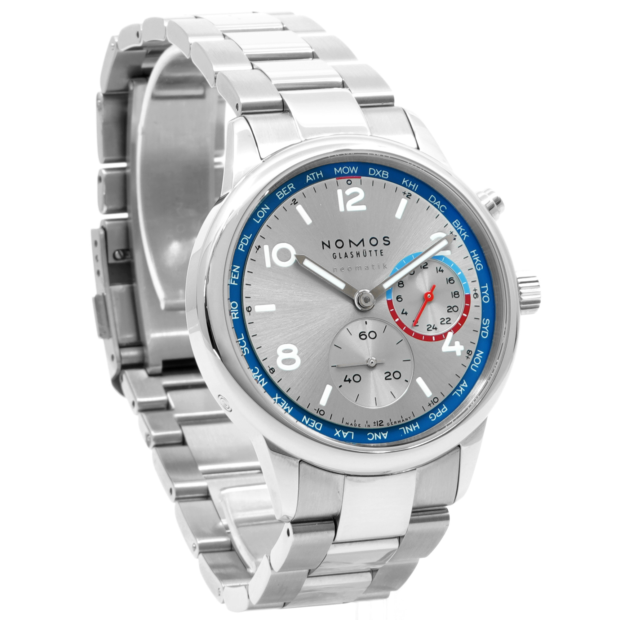 Nomos Club Sport Neomatik Worldtimer Silver 791 - Inventory 8348