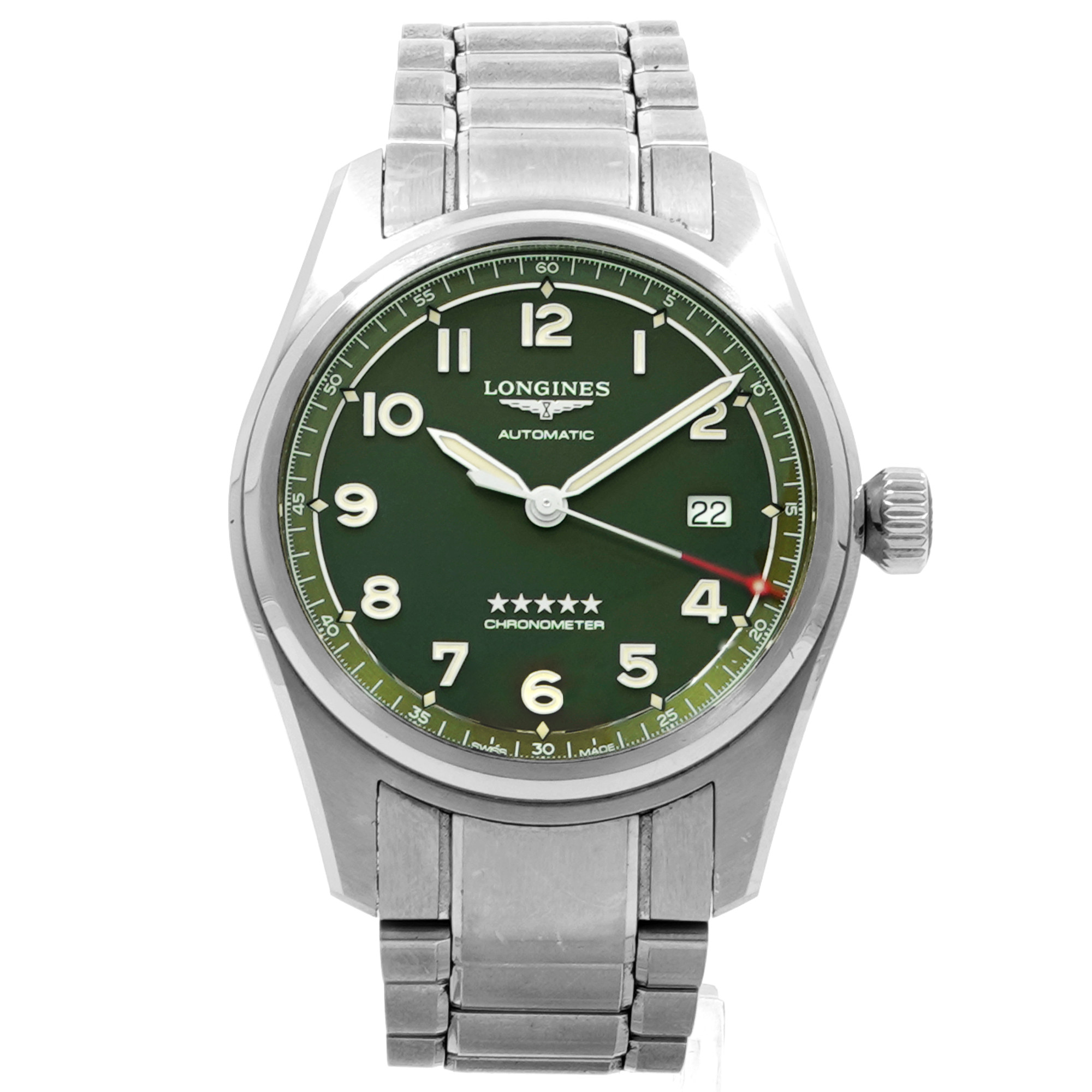 Longines Spirit Automatic 40mm  L3.810.4.03.6 *Green Dial* - Inventory 8498