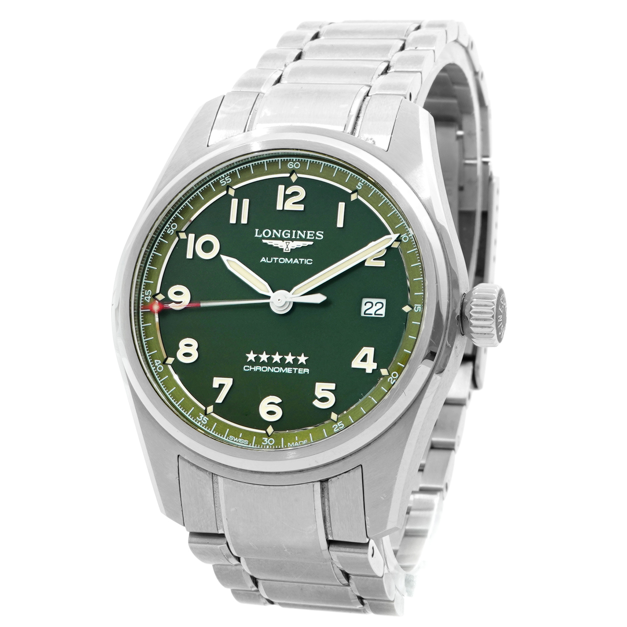 Longines Spirit Automatic 40mm  L3.810.4.03.6 *Green Dial* - Inventory 8498